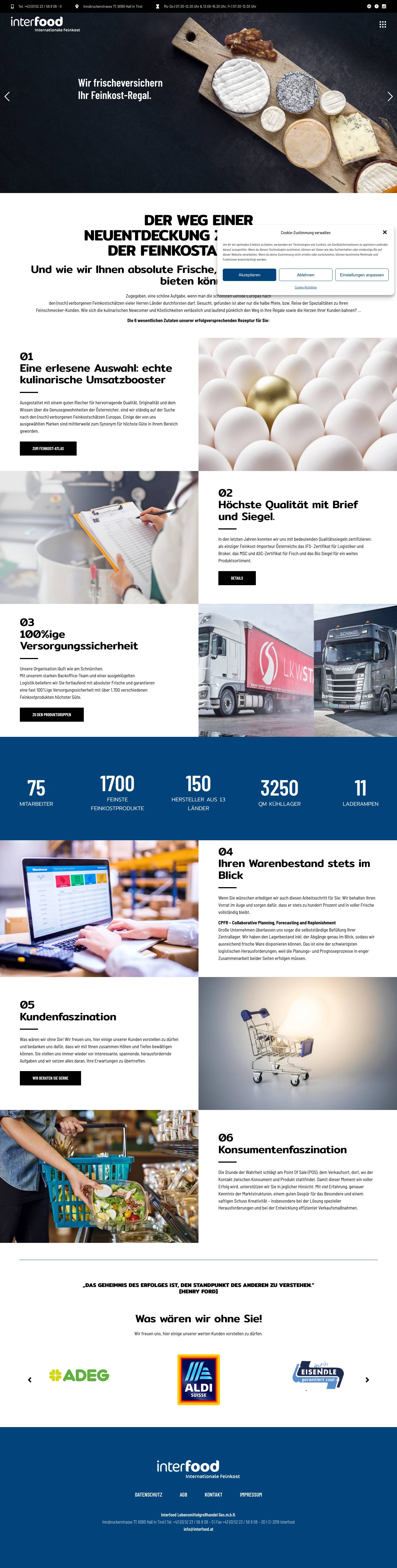 Unsere Leistungen bei Interfood – Ihrem Partner für Feinkostclose - Full Screenshot