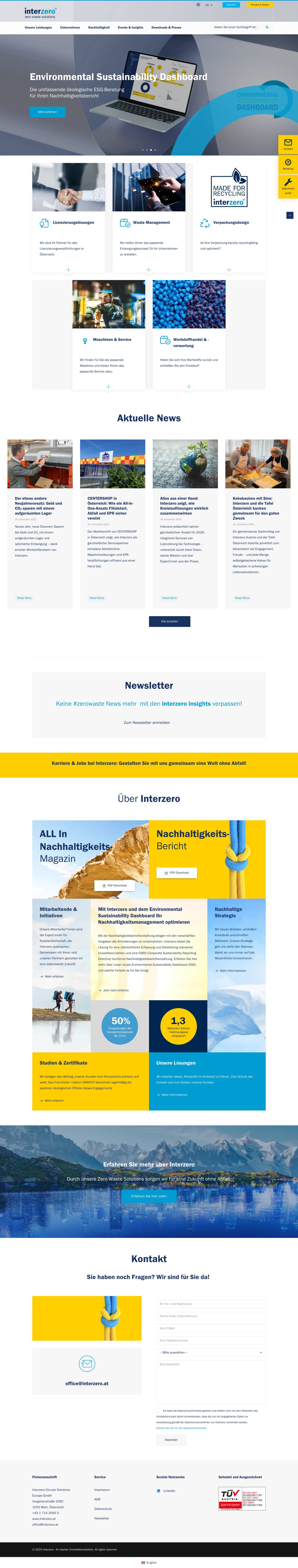 Interzero - Ihr starker Umweltdienstleister für Kreislaufwirtschaft - Full Screenshot