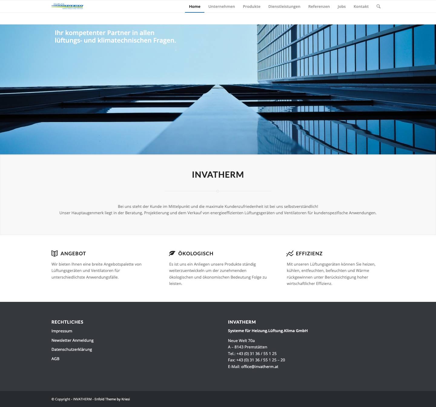 INVATHERM – Systeme für Heizung l Lüftung l Klima GmbH - Full Screenshot