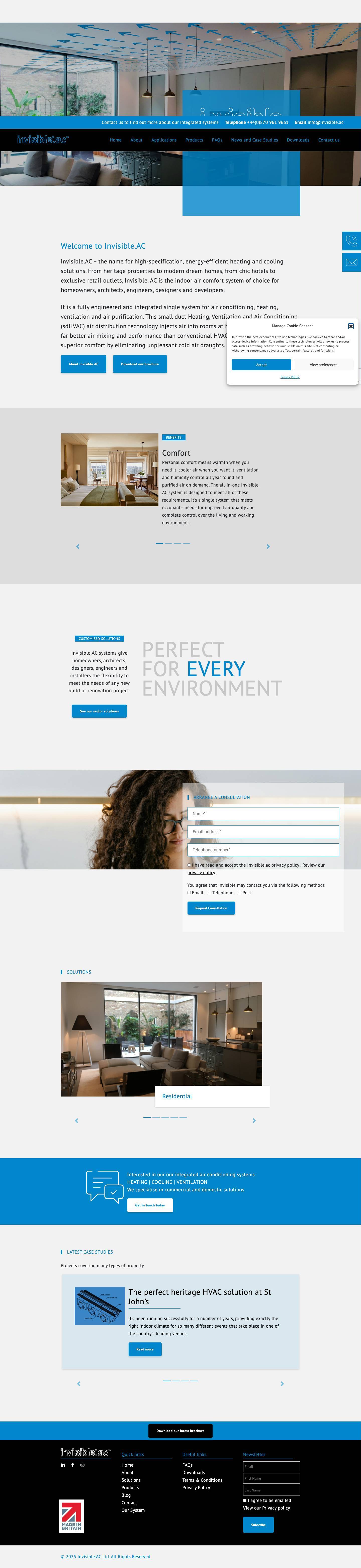 Invisible.AC | Integrated heating and cooling solutions | Home - Full Screenshot