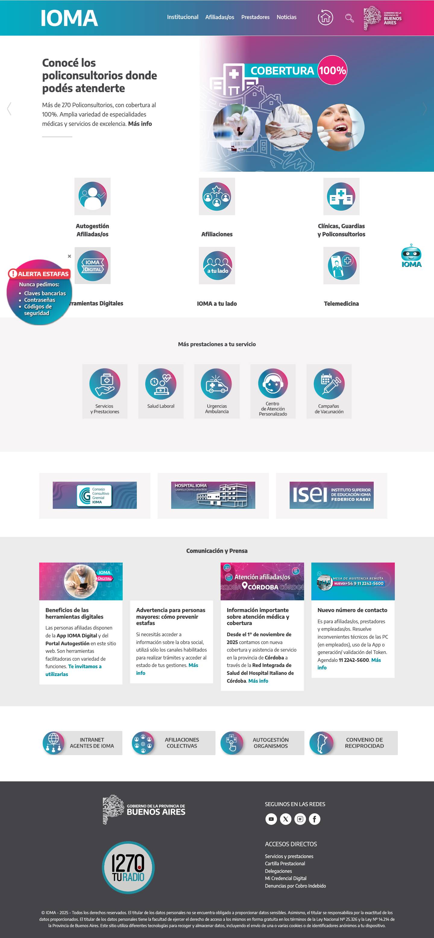 Te damos la bienvenida a IOMA – La Obra Social de las y los Empleadas/os de la Provincia de Buenos Aires - Full Screenshot