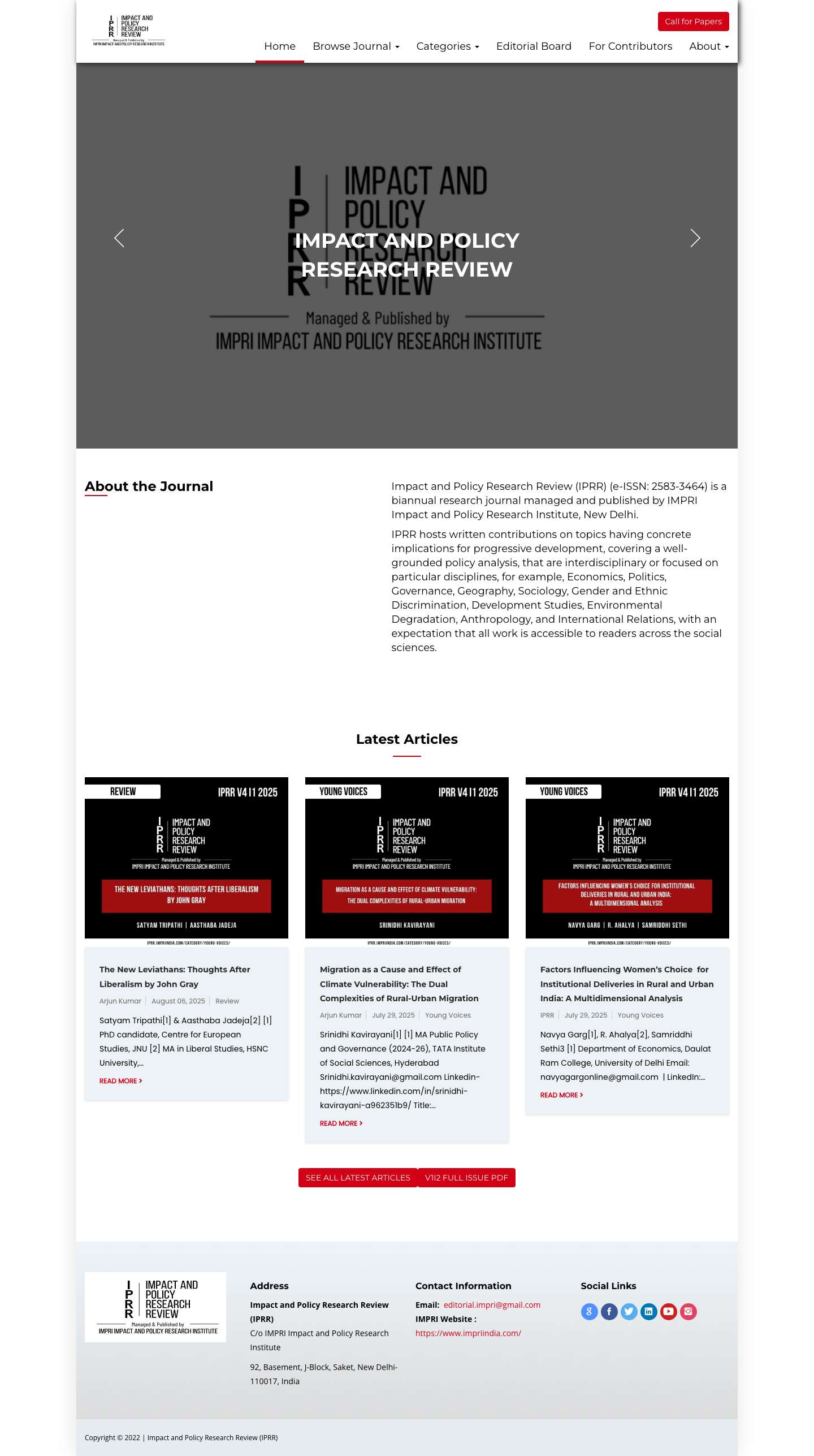 Impact and Policy Research Review (IPRR) - Full Screenshot