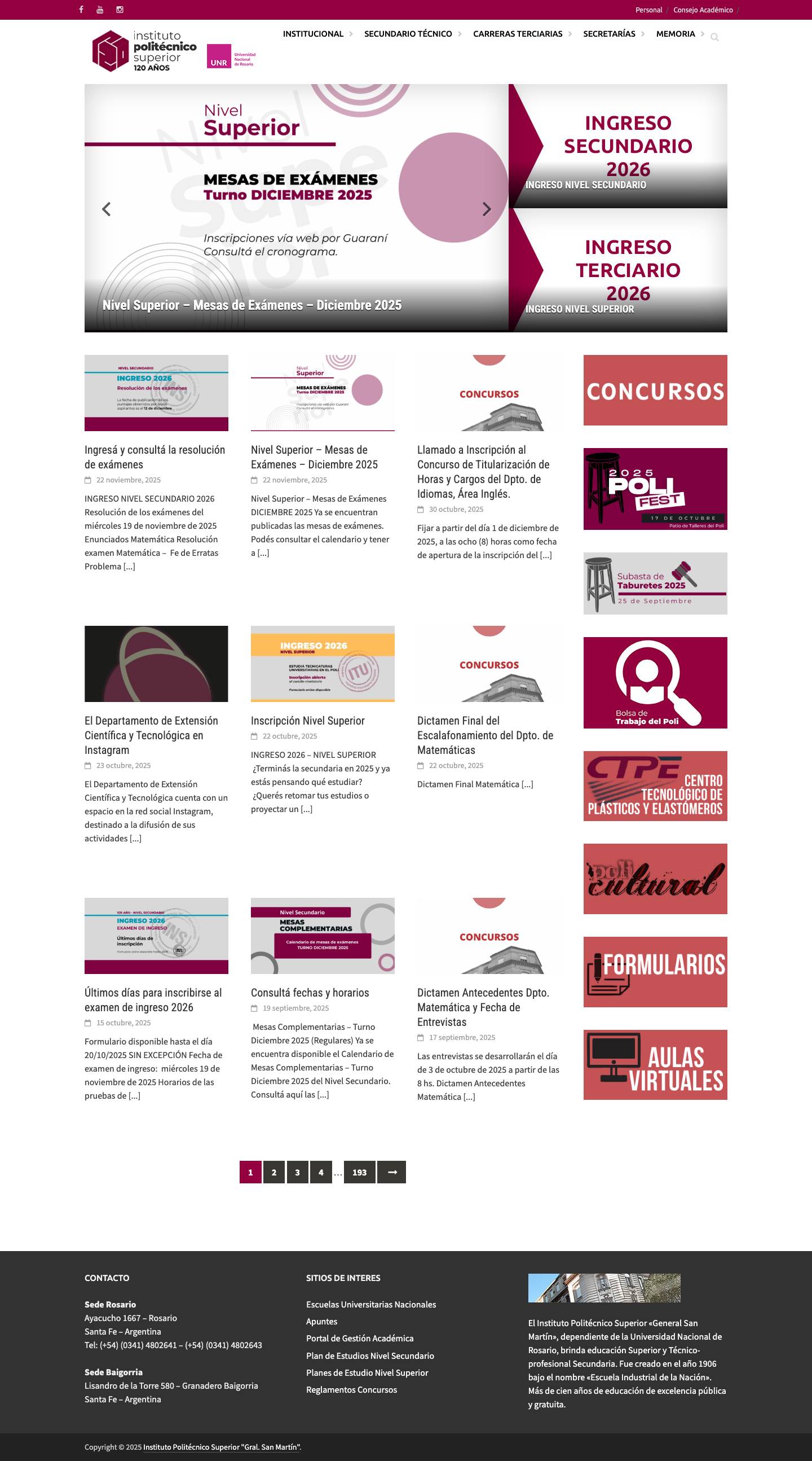 Instituto Politécnico Superior "Gral. San Martín" – Instituto Politécnico Superior "Gral. San Martín", Universidad Nacional de Rosario - Full Screenshot