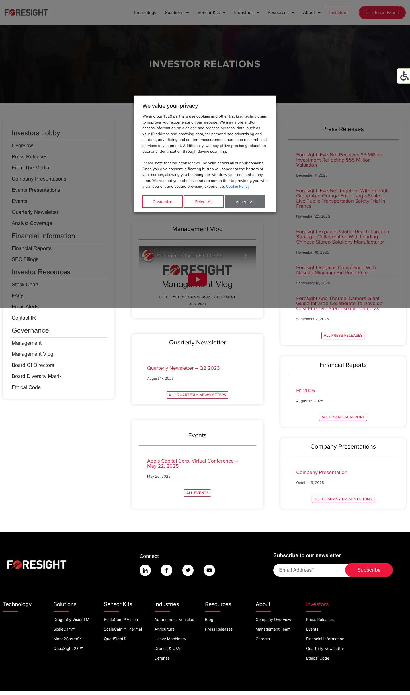 Investors - Foresight - Full Screenshot