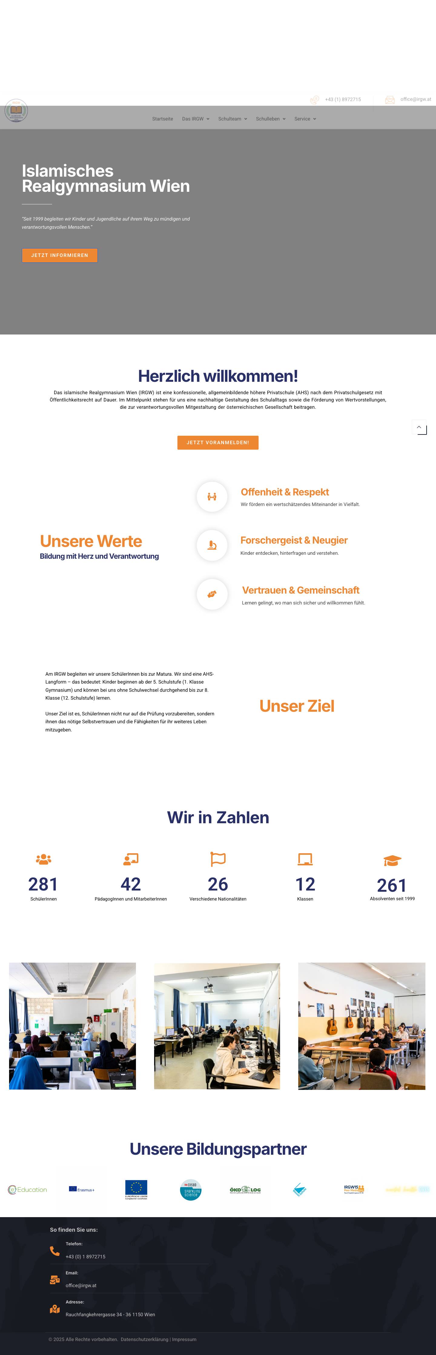 Startseite - Islamisches Realgymnasium Wien - Full Screenshot