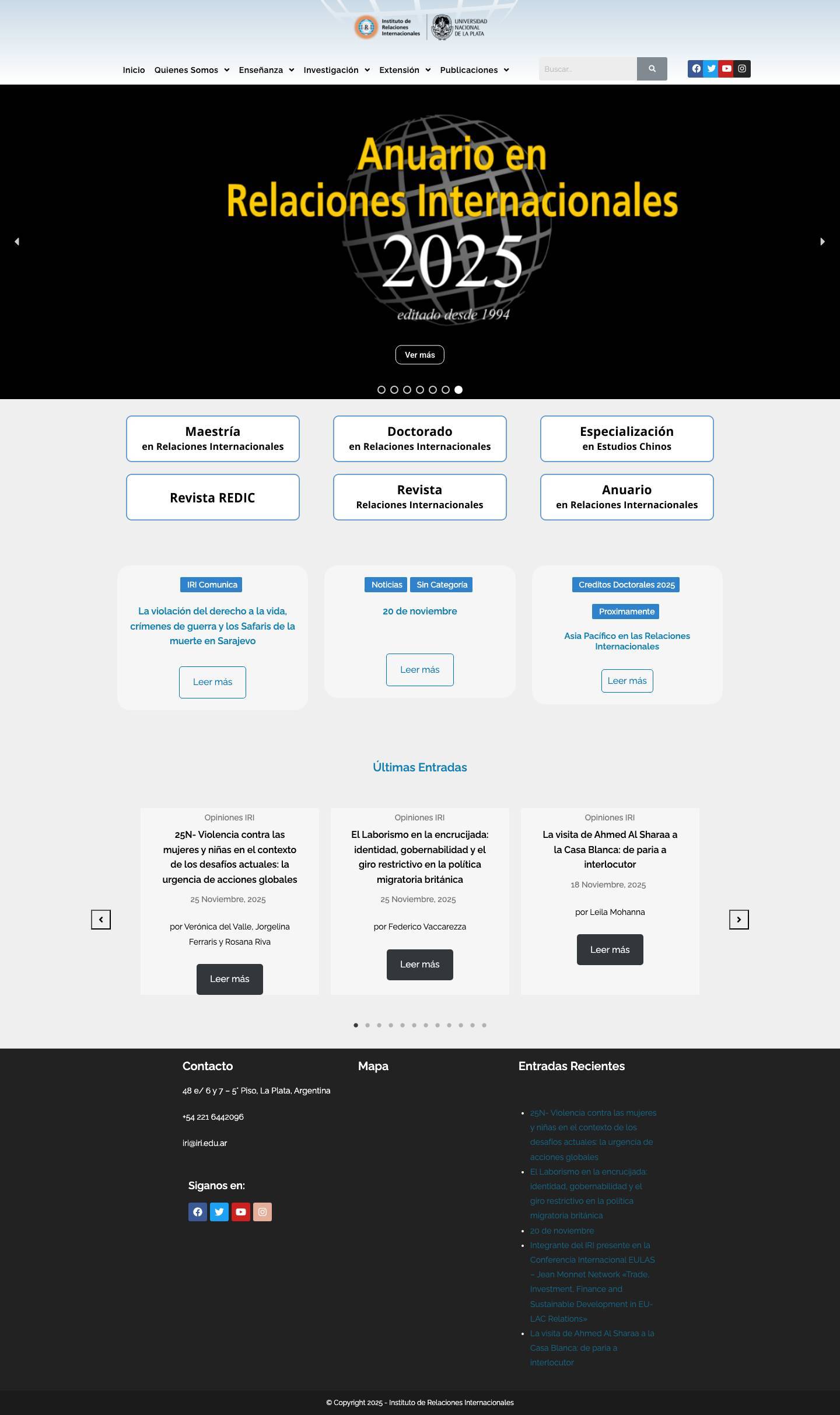 Instituto de Relaciones Internacionales – Universidad Nacional de La Plata - Full Screenshot