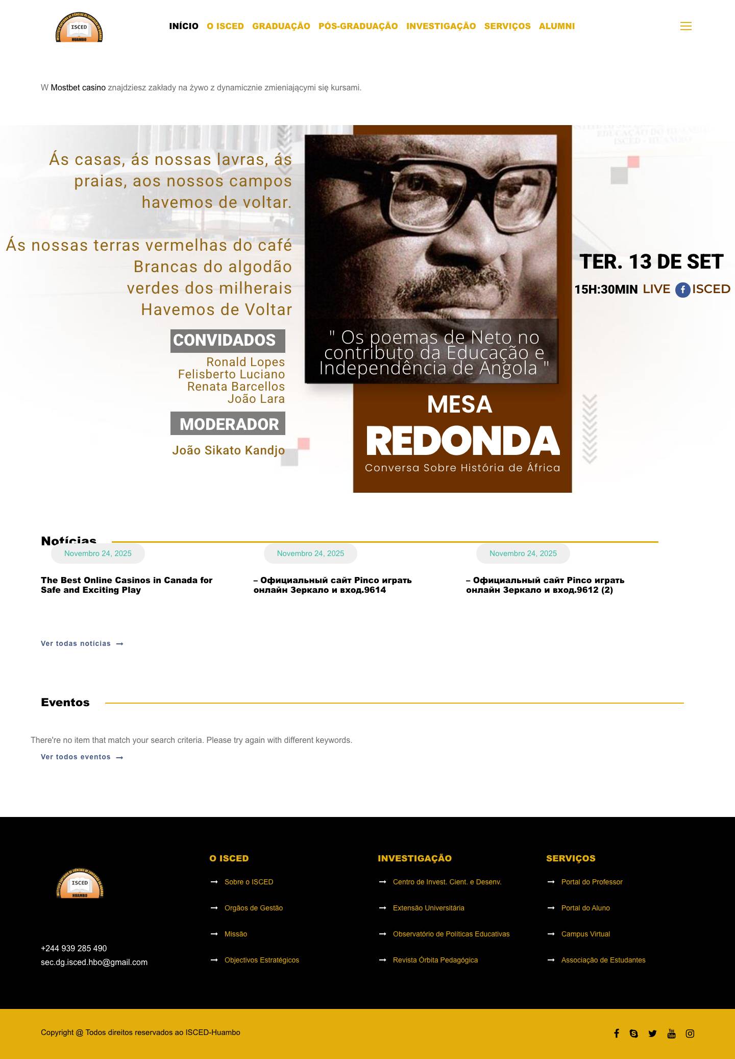 ISCED do Huambo – Website do ISCED do Huambo - Full Screenshot