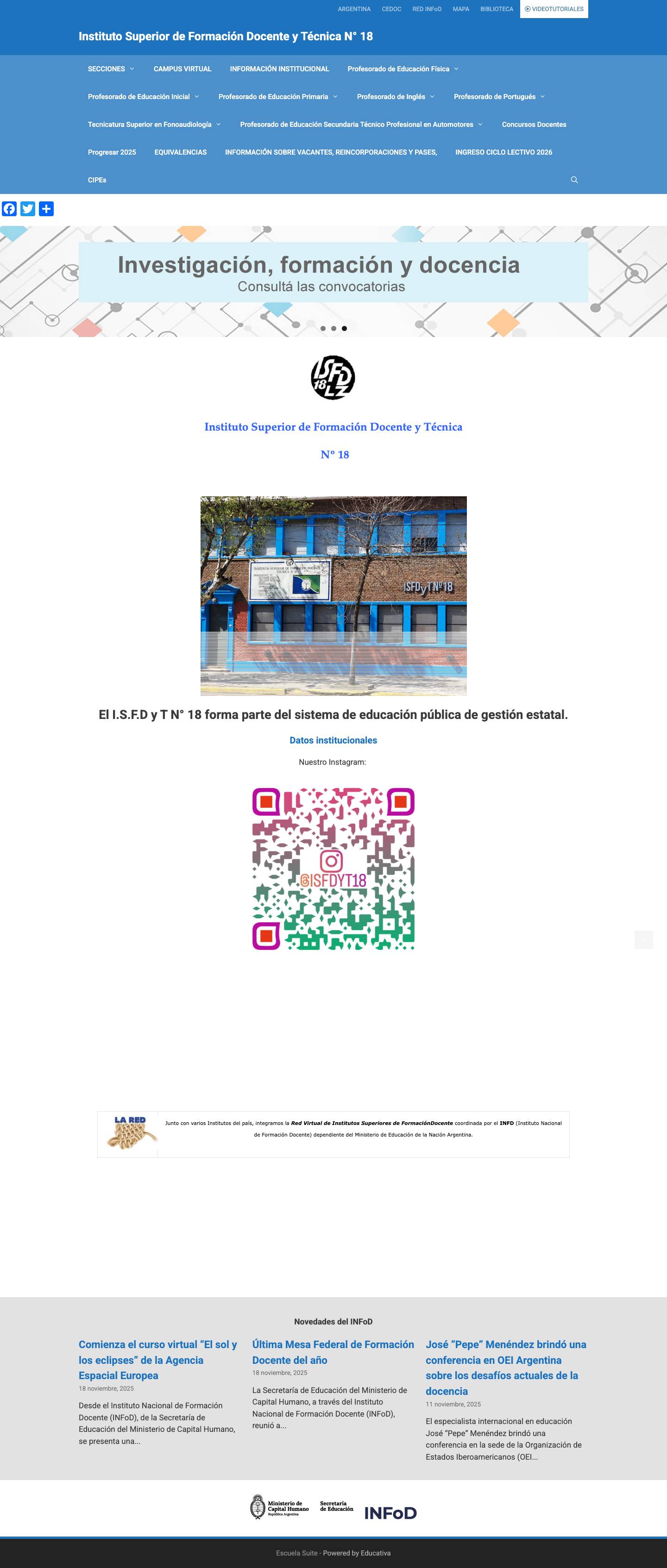 Instituto Superior de Formación Docente y Técnica N° 18 - Full Screenshot