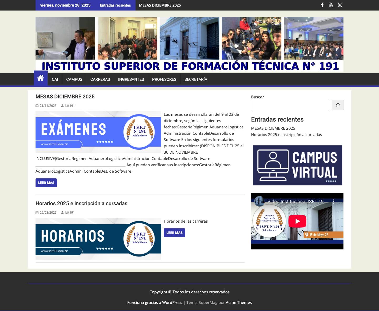 Instituto Superior de Formación Técnica N° 191 – ISFT N° 191 - Full Screenshot