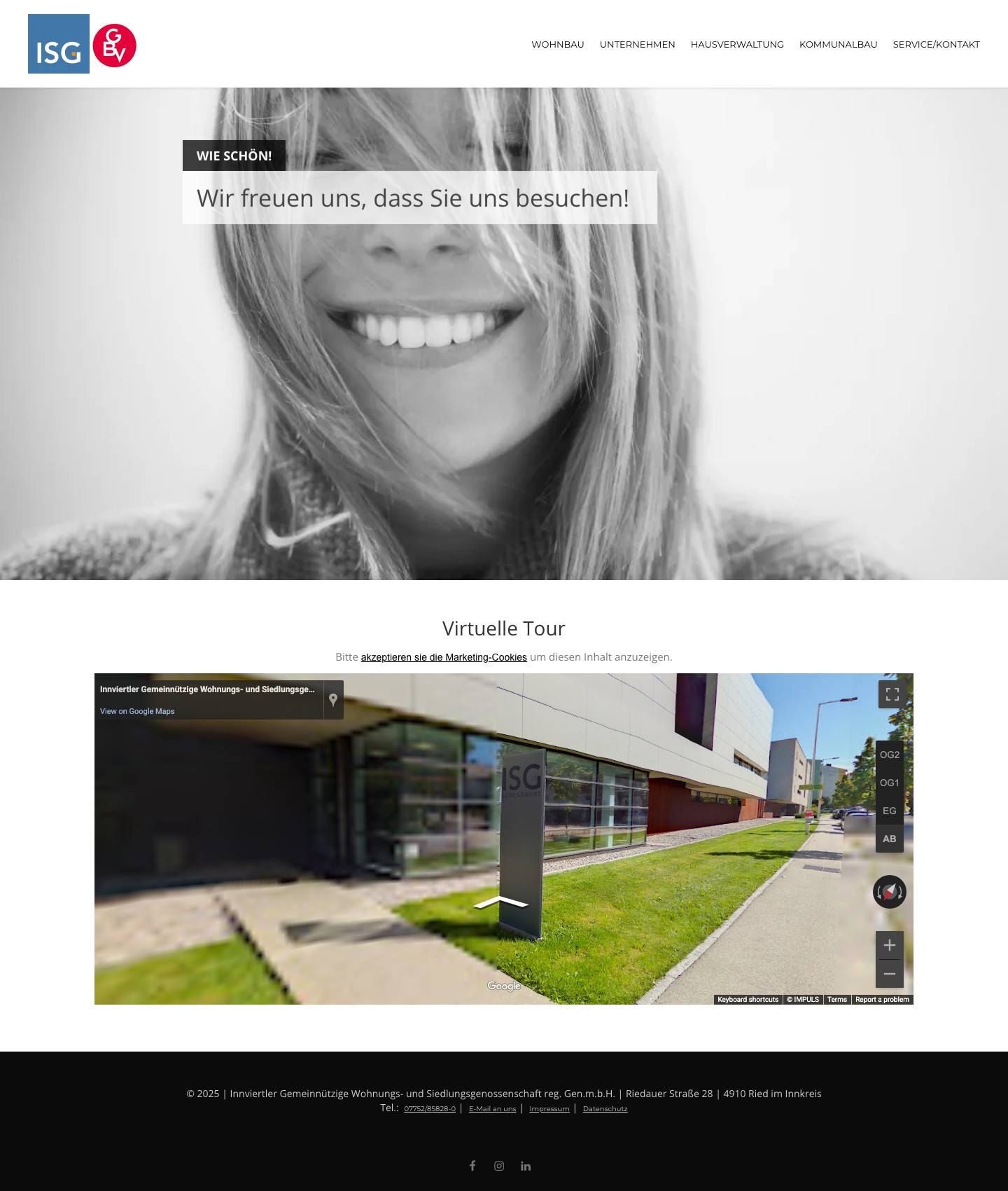 ISG Ried – Website der Innviertler Gemeinnützigen Wohnungs- und Siedlungsgenossenschaft - Full Screenshot