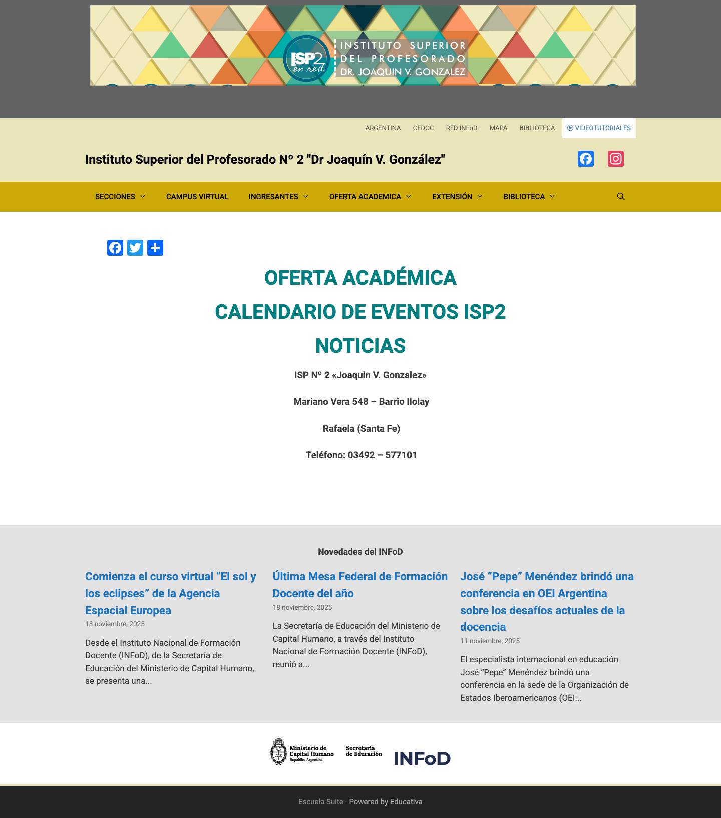Instituto Superior del Profesorado Nº 2 "Dr Joaquín V. González" - Full Screenshot