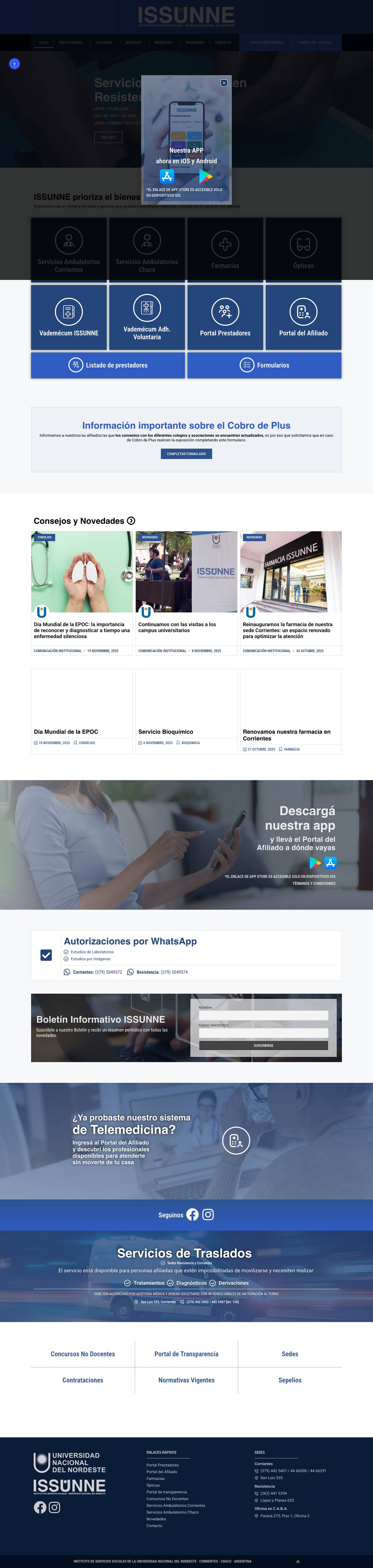 ISSUNNE - Instituto de Servicios Sociales de la UNNE - Full Screenshot