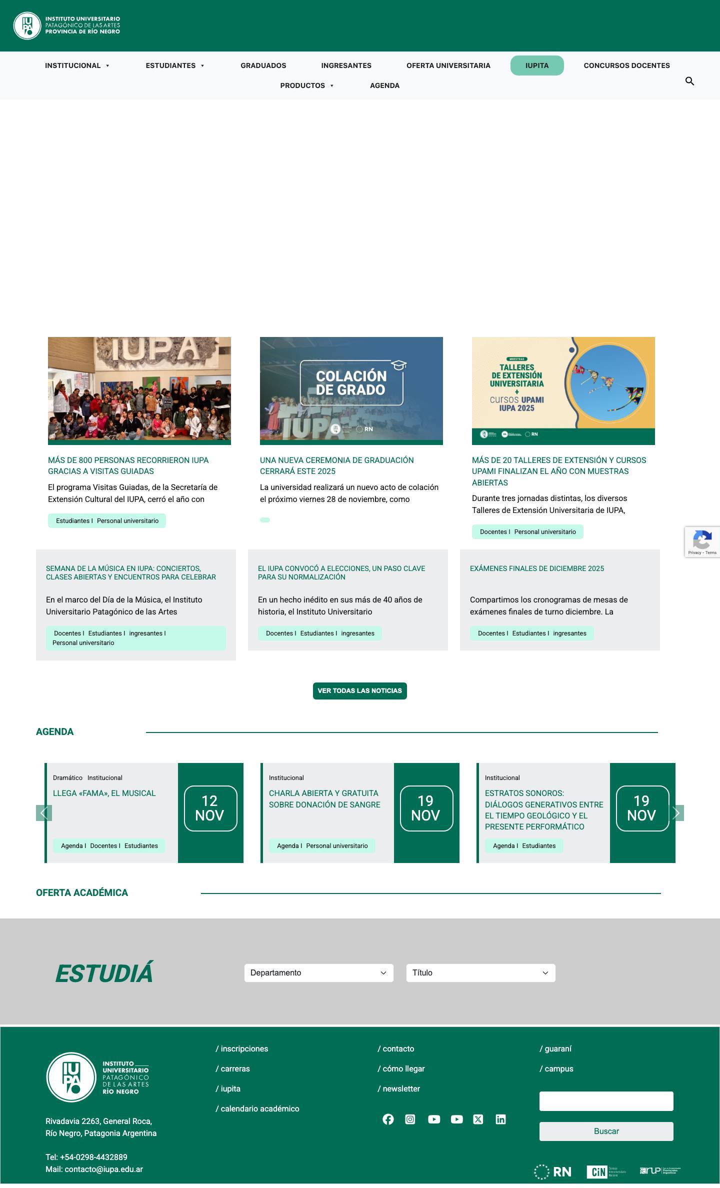 Instituto Universitario Patagonico de las Artes » - Full Screenshot