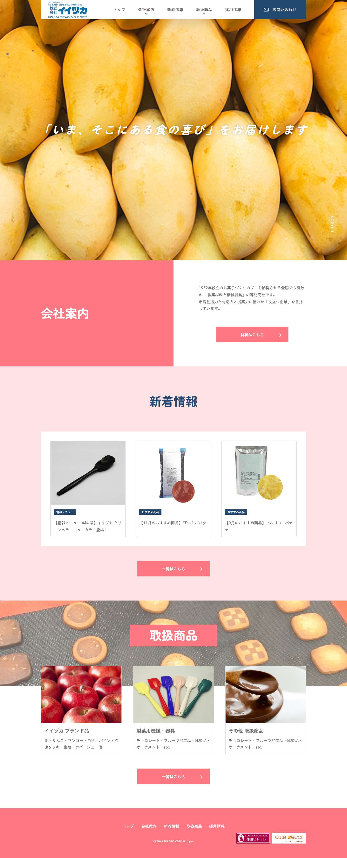 株式会社イイヅカ - プロのための「製菓材料と機械器具」の専門商社 - Full Screenshot
