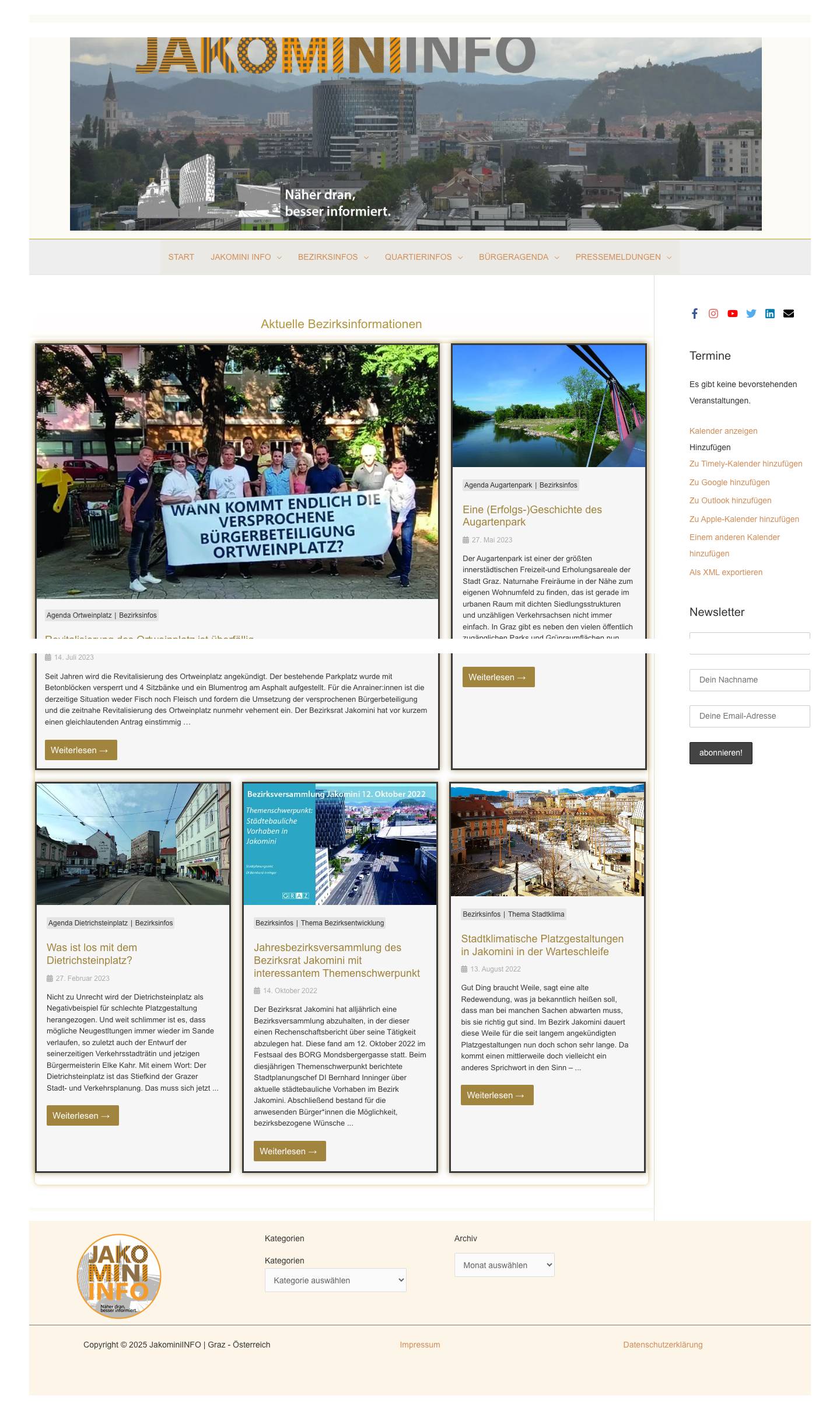 JAKOMINI INFO – Informationen über den Grazer Bezirk VI. Jakomini - Full Screenshot
