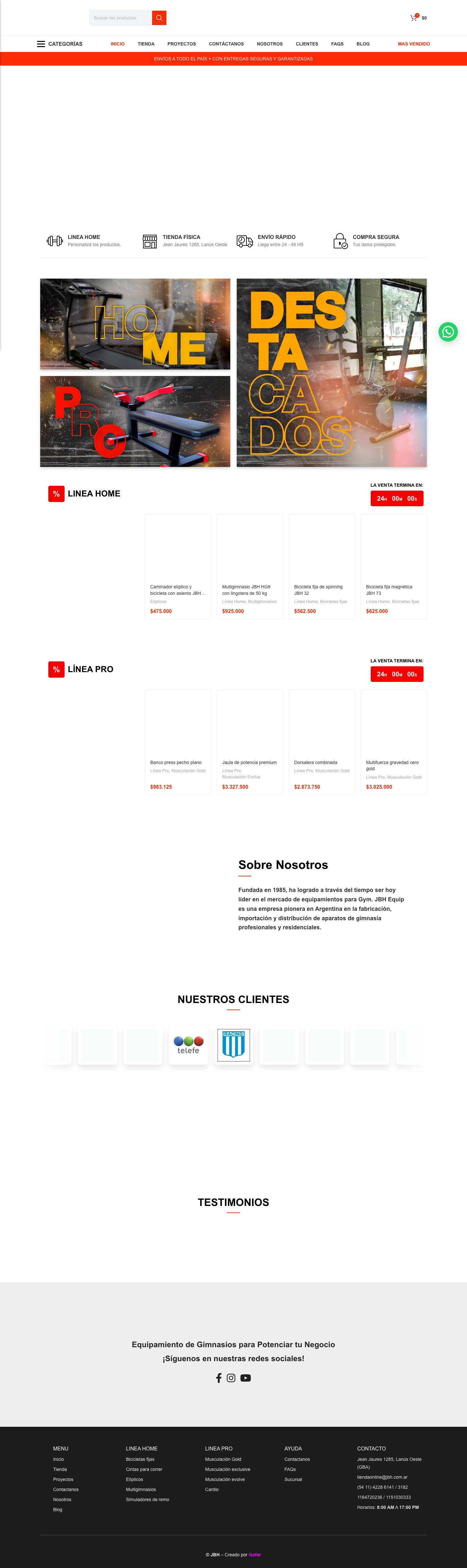 Equipamiento de Gimnasios | Máquinas de Fitness - JBH Fitness - Full Screenshot
