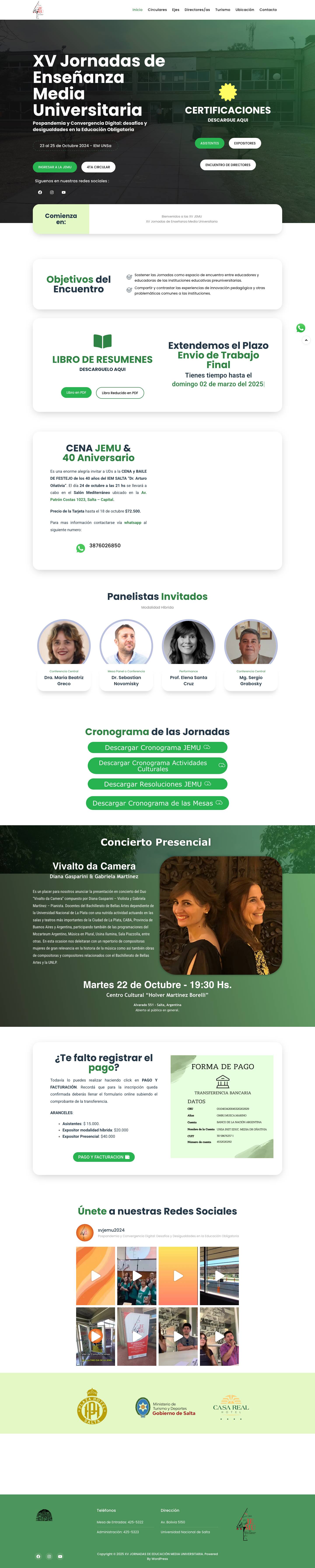 Inicio | XV Jornadas de Enseñanza Media Universitaria - Full Screenshot