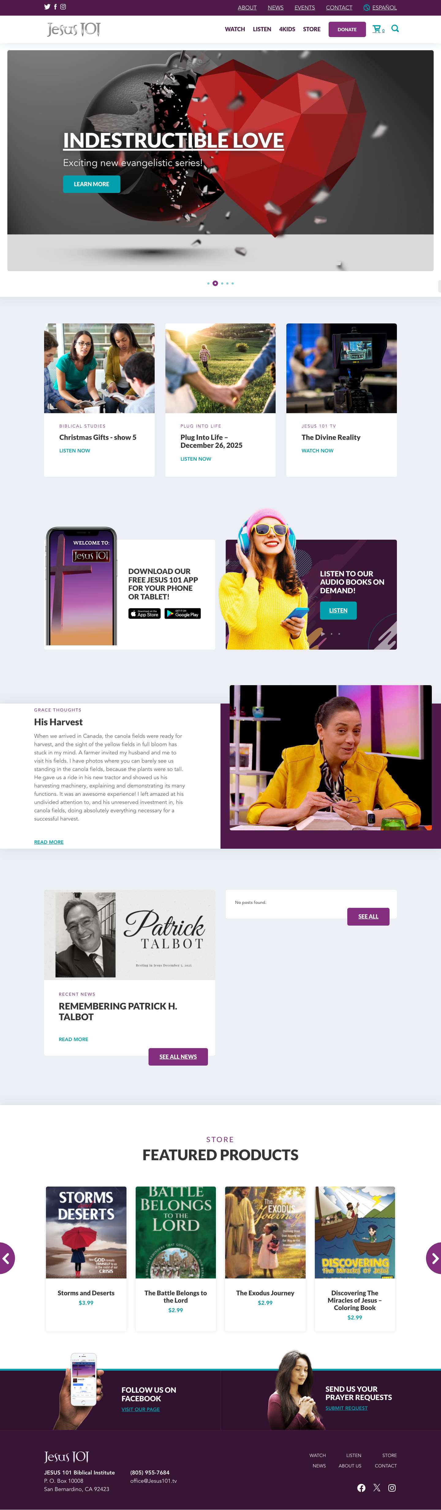 Jesus 101 | Christian Media, Christian Videos, Christ-centered Teaching, Christian Audiobooks, Christian Radio Programing, Christian Podcasts and More - Full Screenshot