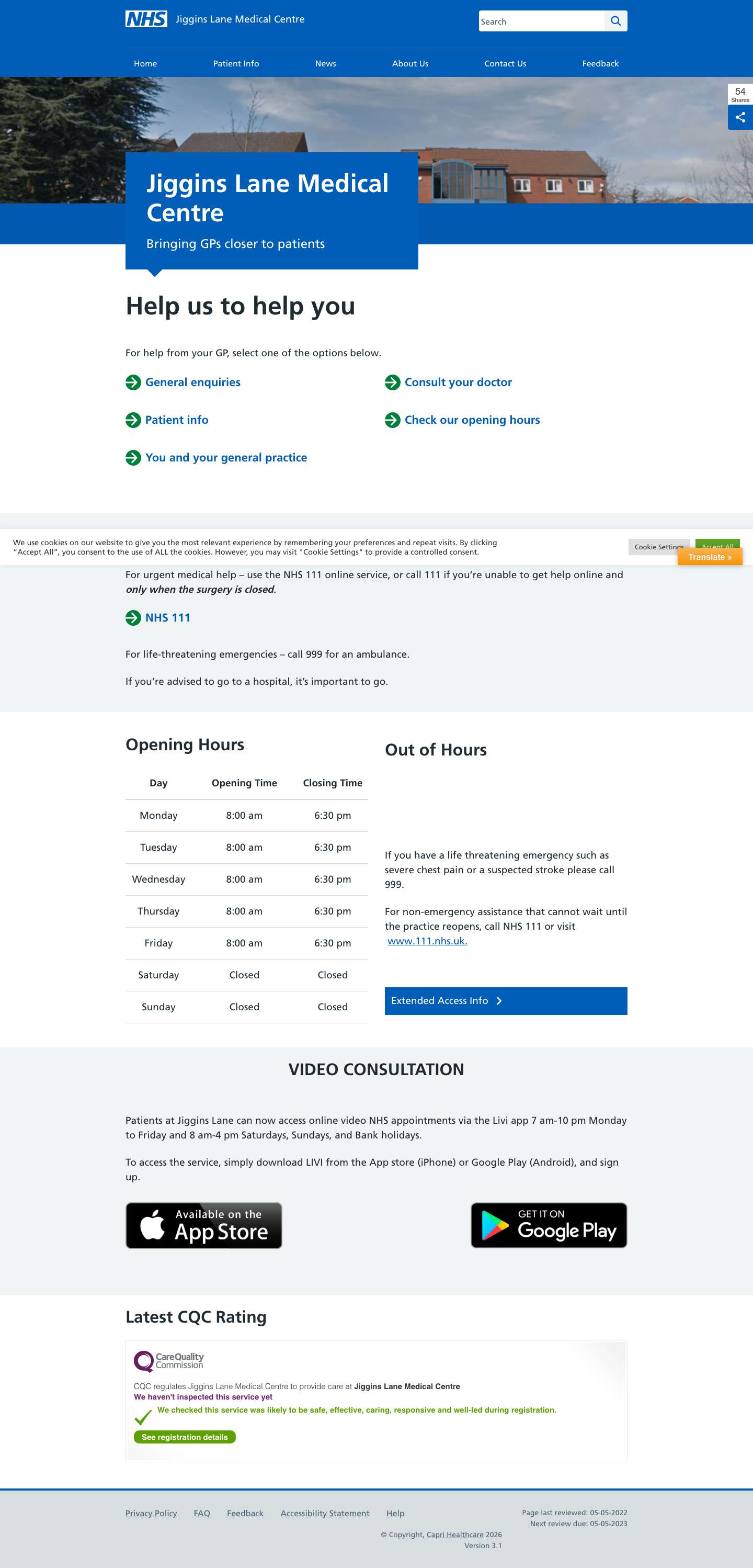 Home - Jiggins Lane Medical Centre - Full Screenshot