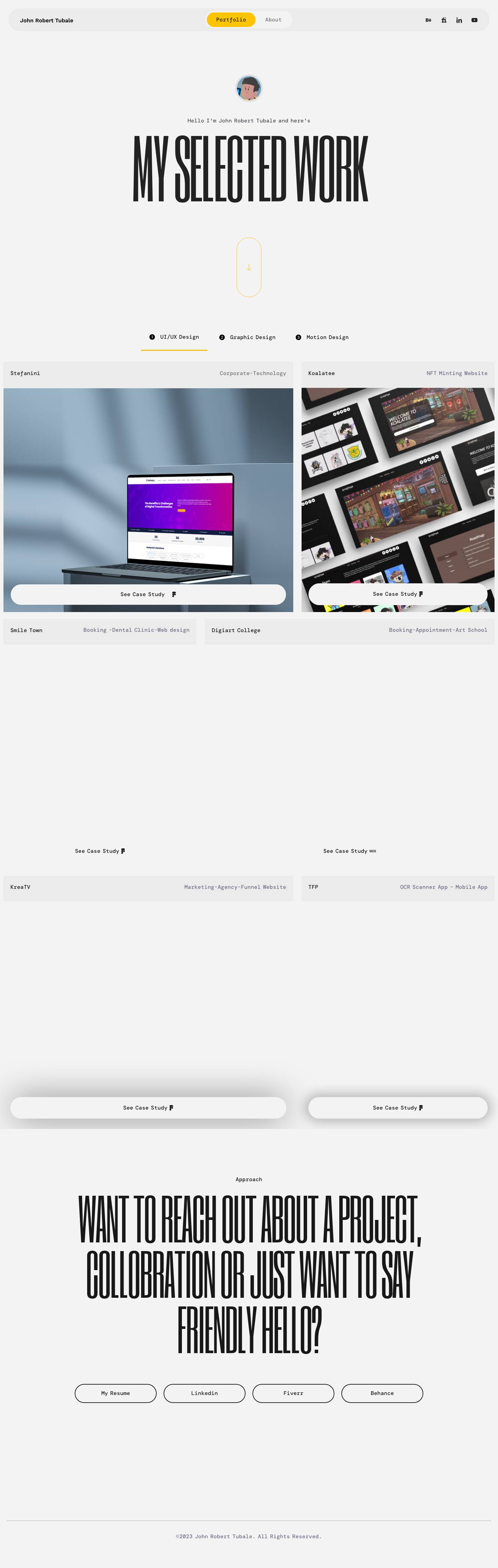 John Robert Tubale UI/UX | Marketing | Web Design Portfolio - Full Screenshot