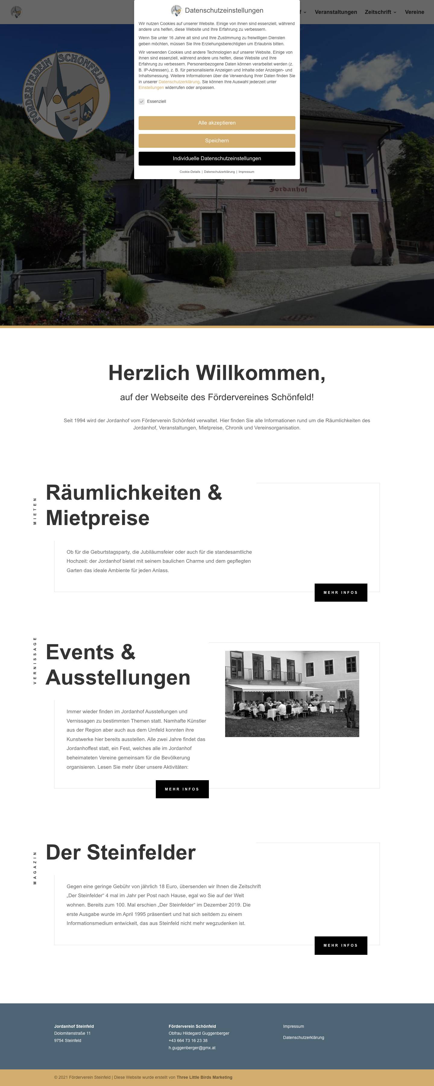 Jordanhof Steinfeld | Alles rund um Gebäude & Verein - Full Screenshot