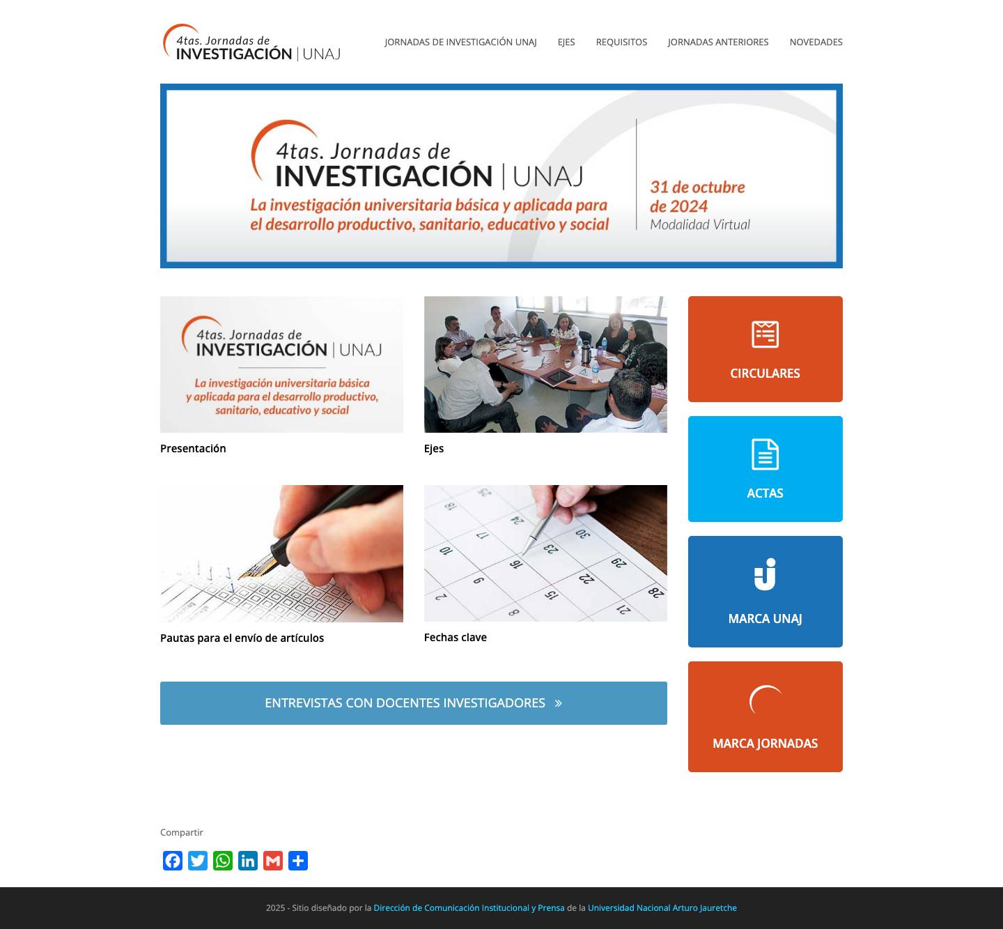 Inicio - Jornadas de Investigación UNAJ - Full Screenshot