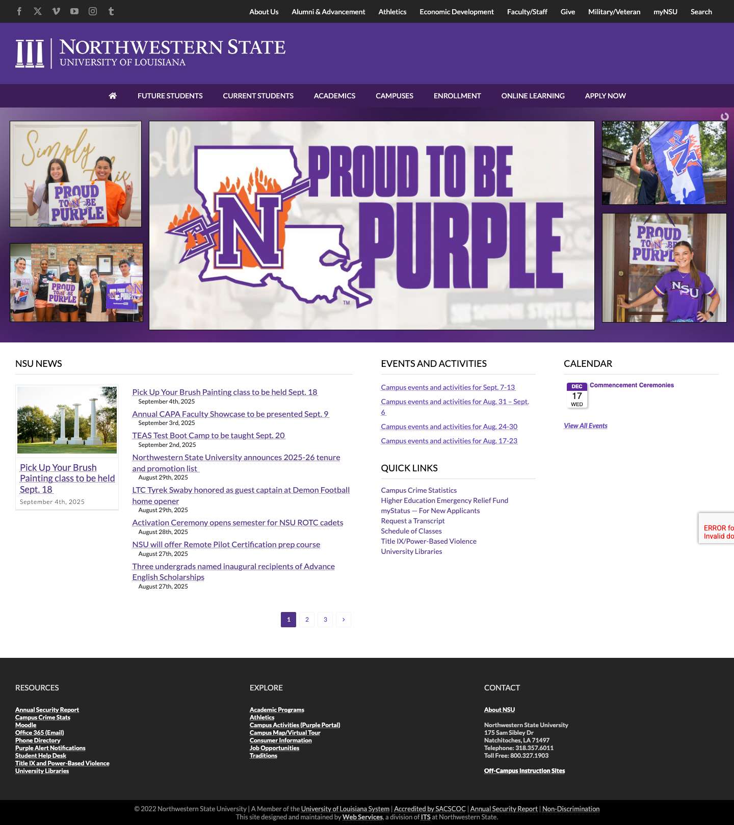 Northwestern State University – Established in 1884 in Natchitoches, Louisiana - Full Screenshot