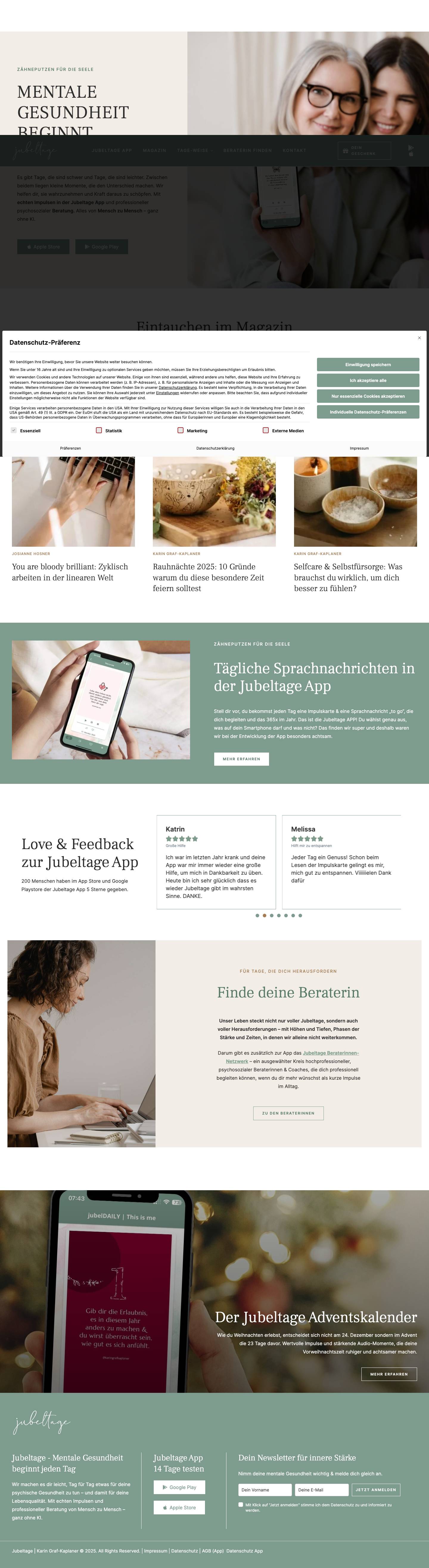 Jubeltage - Deine mentale Gesundheit beginnt jeden Tag - Full Screenshot