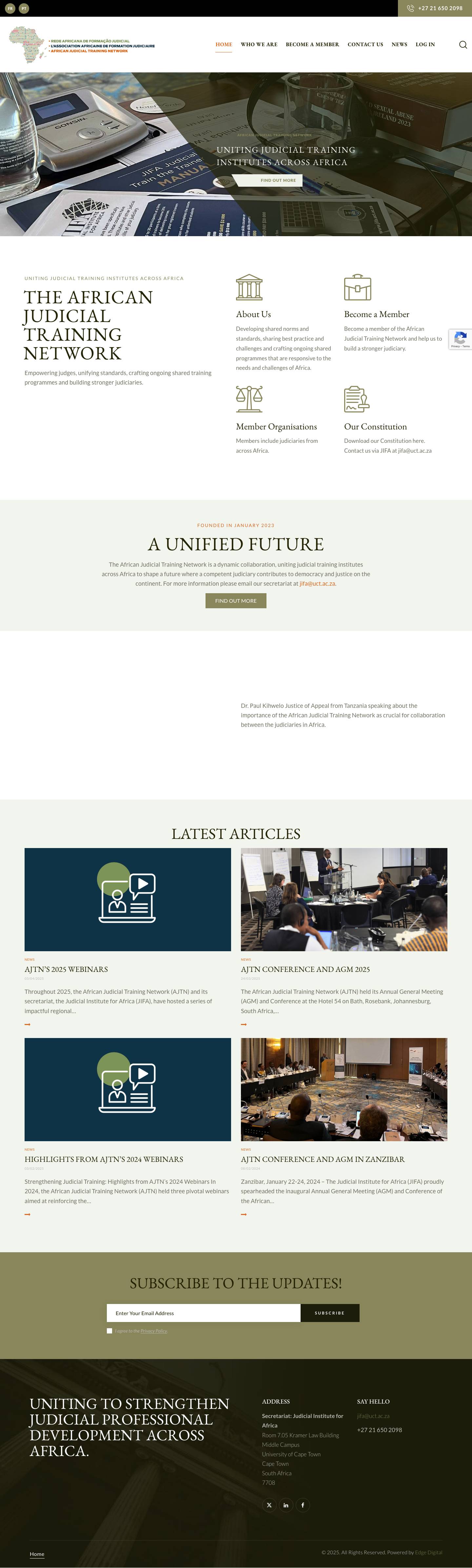 Home - AFRICAN NETWORK OF JUDICIAL TRAINERS - Full Screenshot