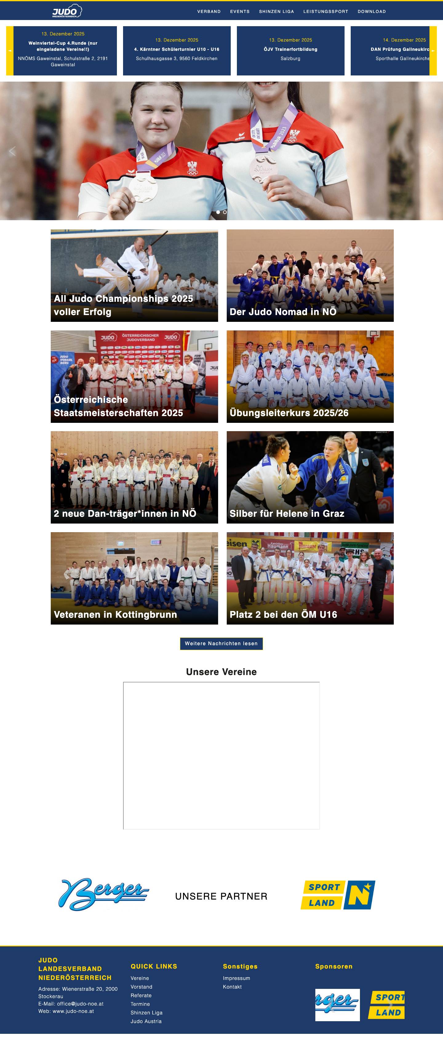 Judo Landesverband Niederösterreich – Judo in Niederösterreich - Full Screenshot