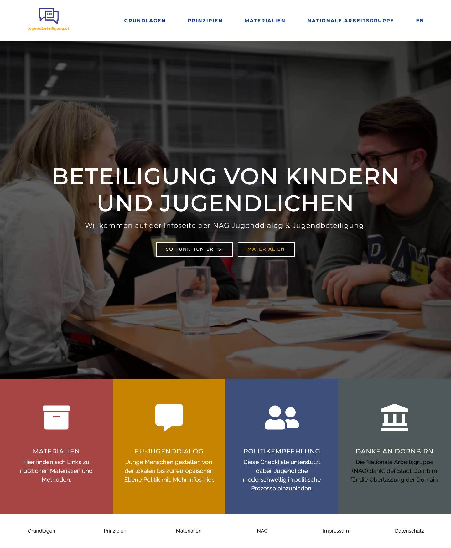 Kinder- und Jugendbeteiligung – Infoseite der NAG Jugenddialog & Jugendbeteiligung - Full Screenshot