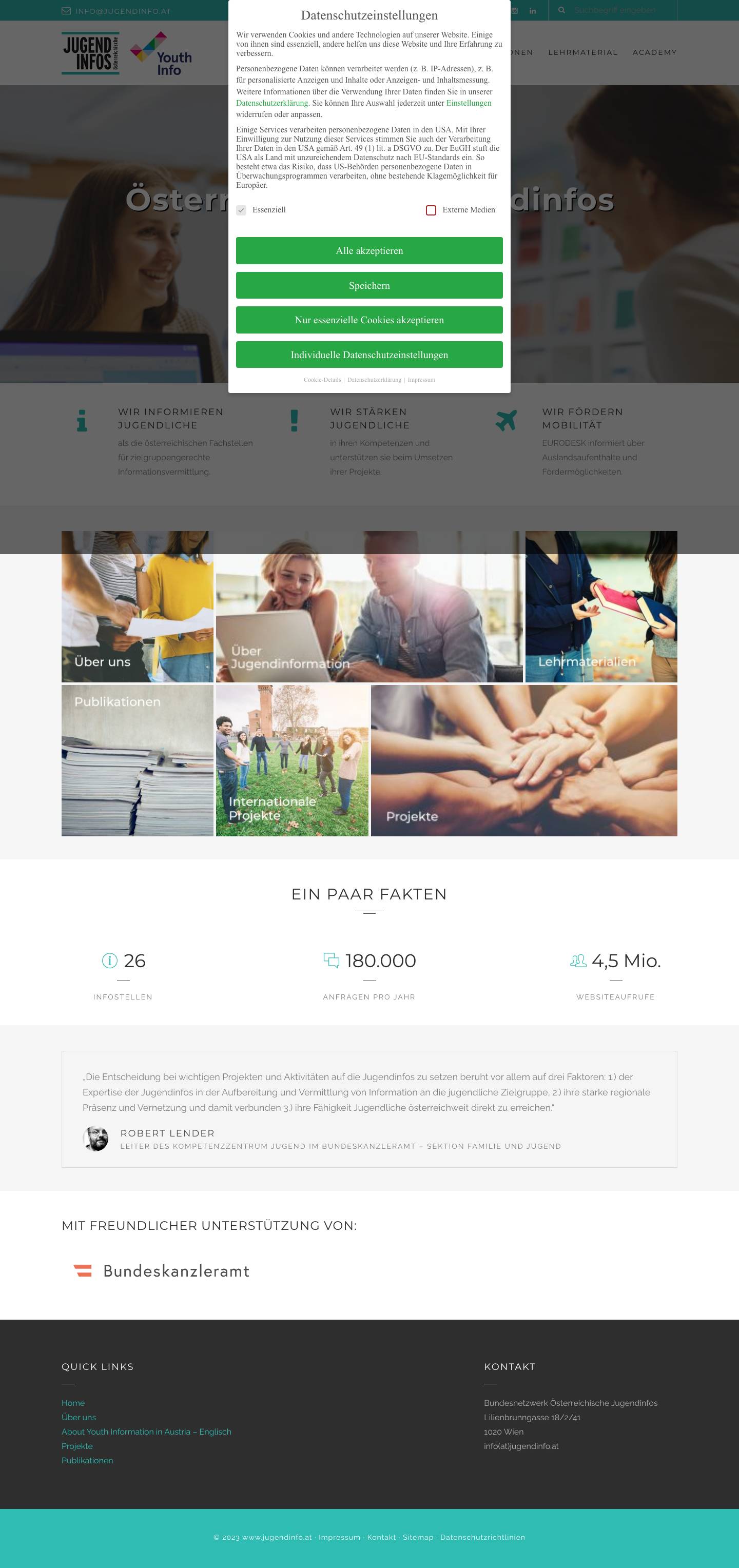 Jugendinfo – Bundesnetzwerk Österreichische Jugendinfos - Full Screenshot