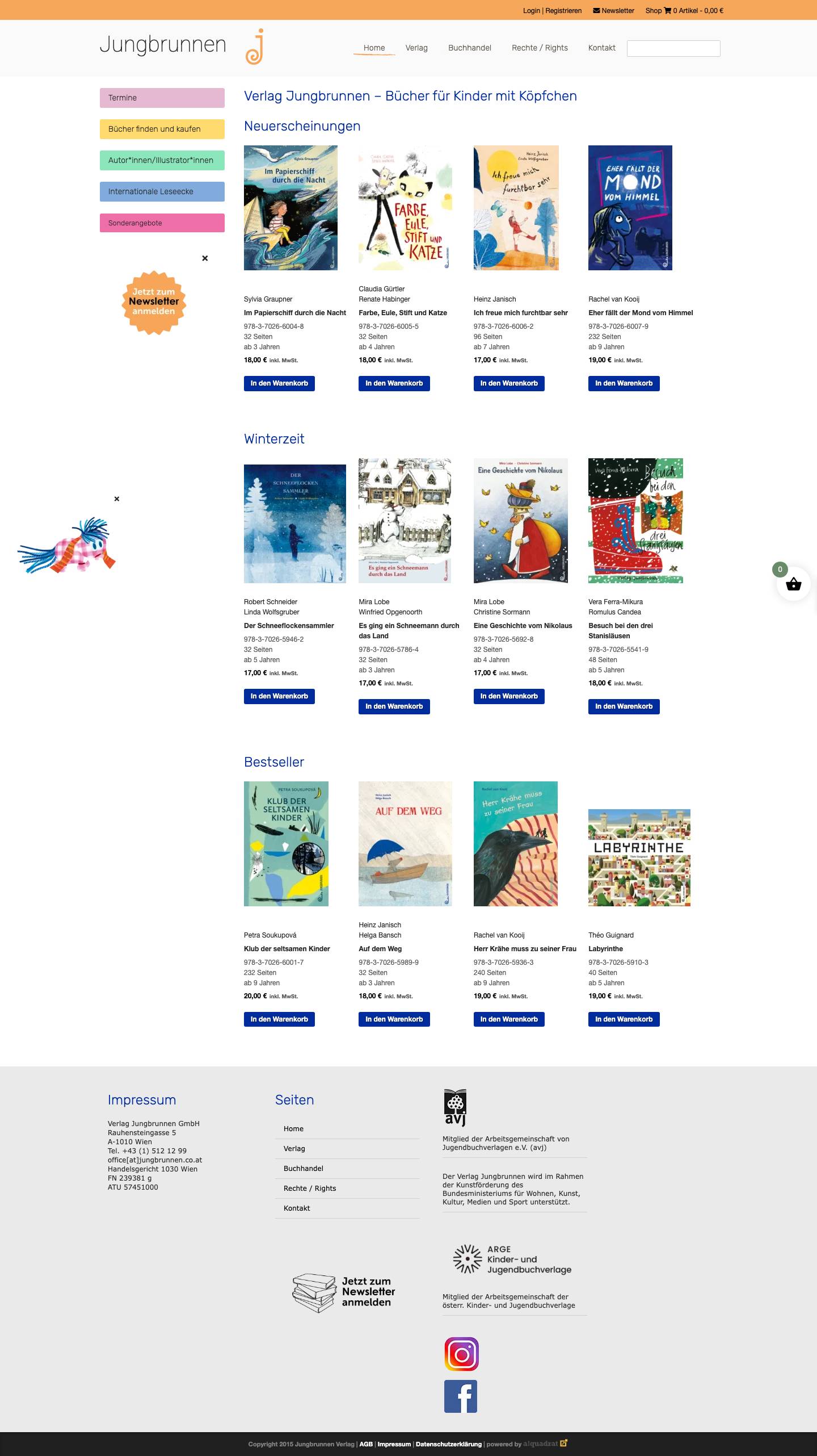 jungbrunnen Ihr Verlag für hochwertige Kinder- und Jugendbücher, - Full Screenshot