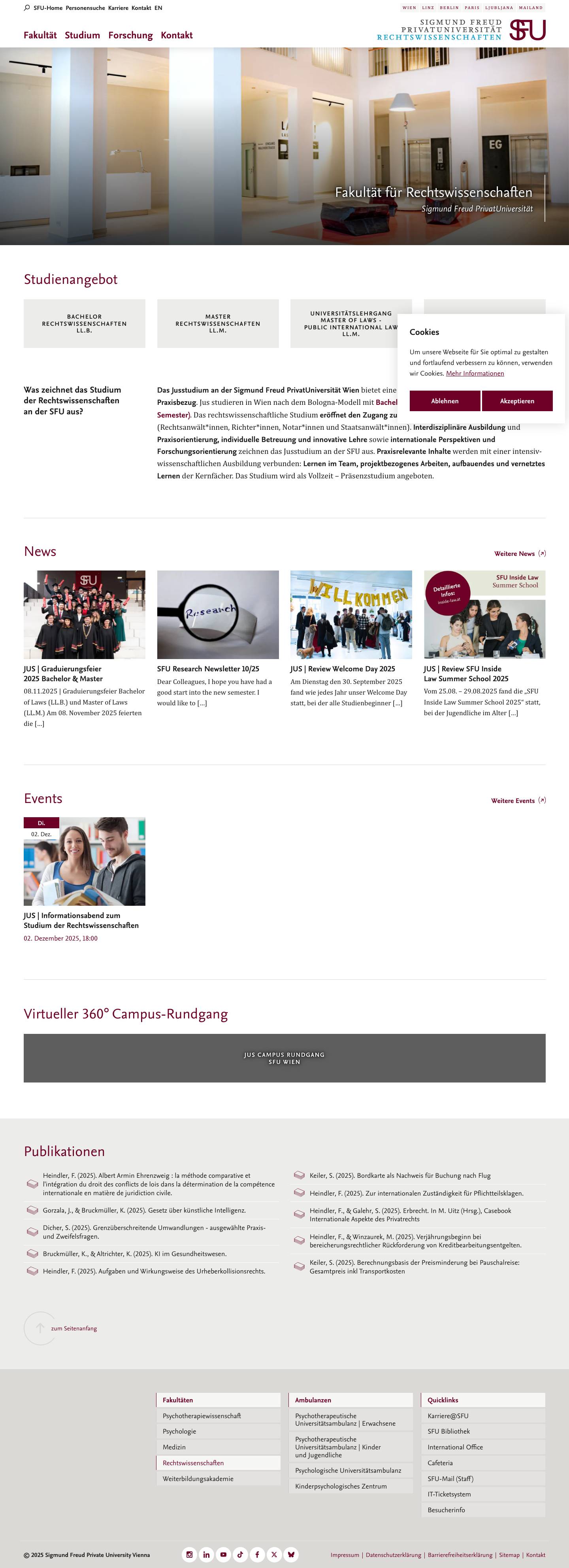 Rechtswissenschaften | SFU Vienna - Full Screenshot