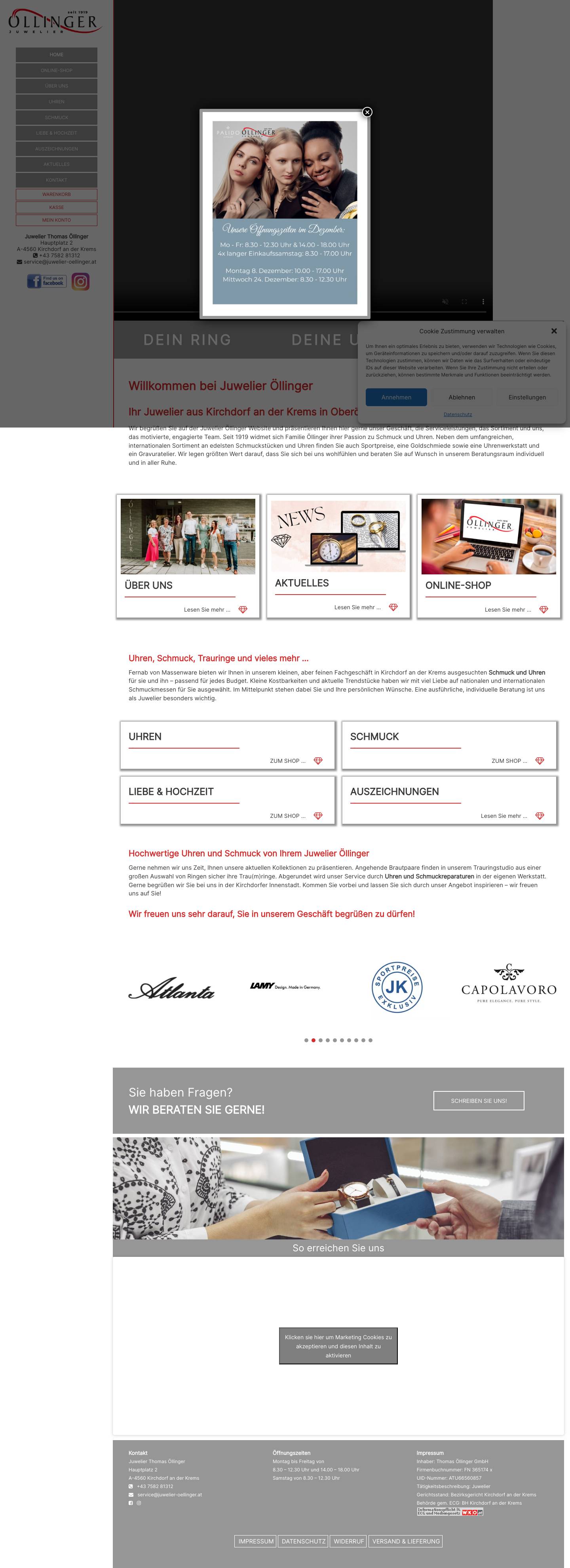 Juwelier Öllinger aus Kirchdorf an der Krems in Oberösterreich - Full Screenshot