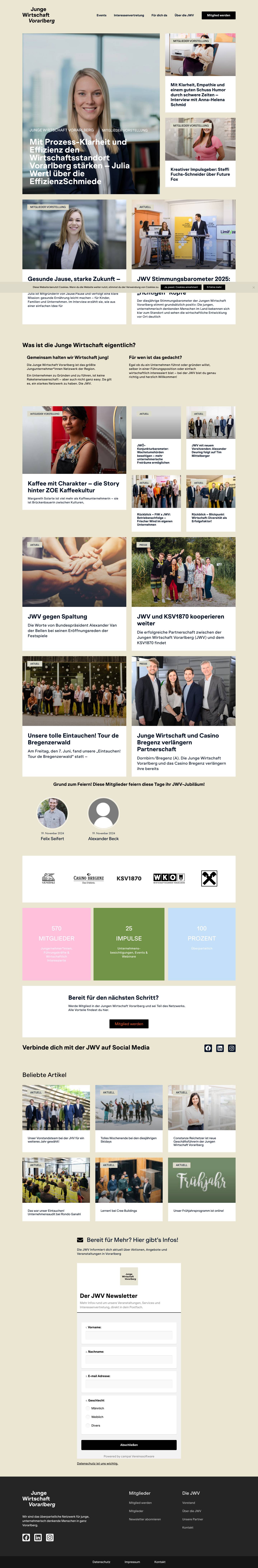 Junge Wirtschaft Vorarlberg – Wir sind das überparteiliche Netzwerk für junge, unternehmerisch denkende Menschen in ganz Vorarlberg. - Full Screenshot