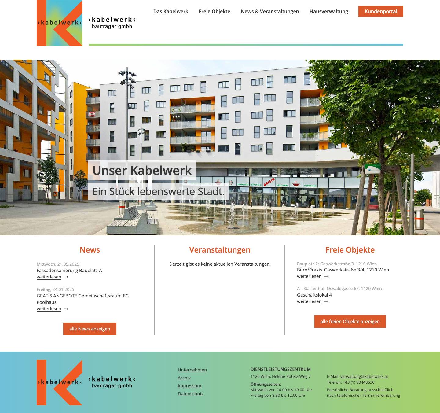 Home | Kabelwerk - Ein Stück lebenswerte Stadt. - Full Screenshot