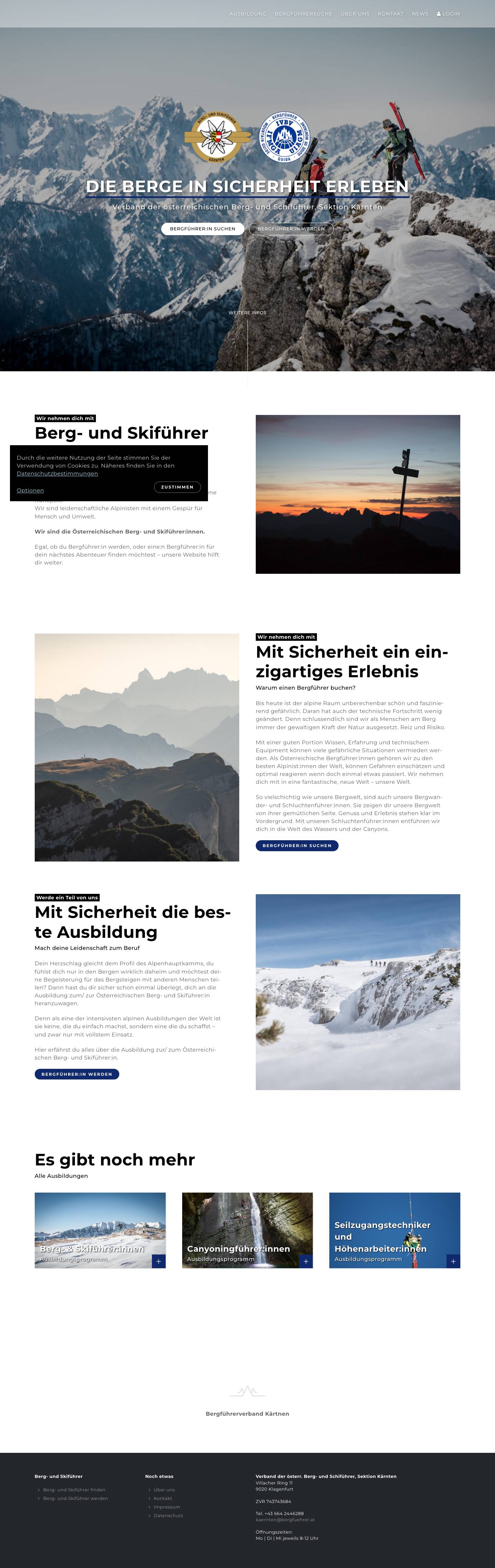 Verband der österreichischen Berg- und Schiführer, Sektion Kärnten - Full Screenshot