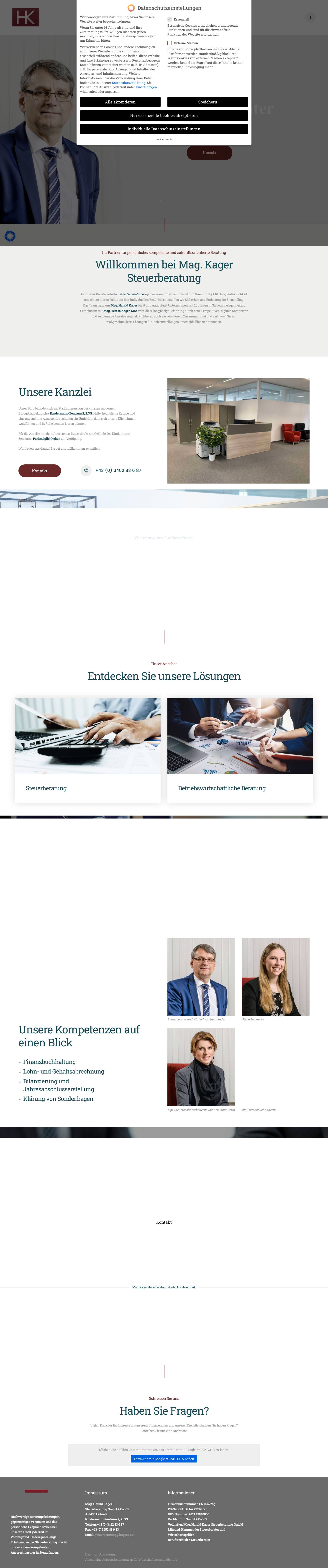 Ihr Steuerberater in Leibnitz - Mag. Harald Kager Steuerberatung GmbH & Co KG - Full Screenshot