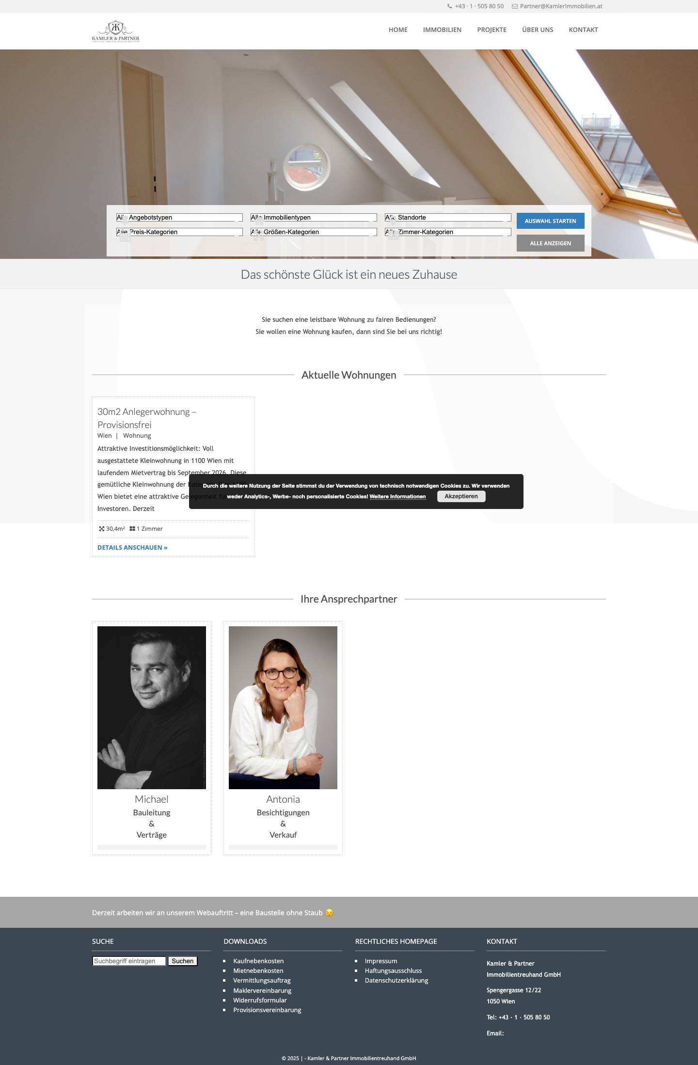 Kamler & Partner Immobilientreuhand GmbH - Full Screenshot