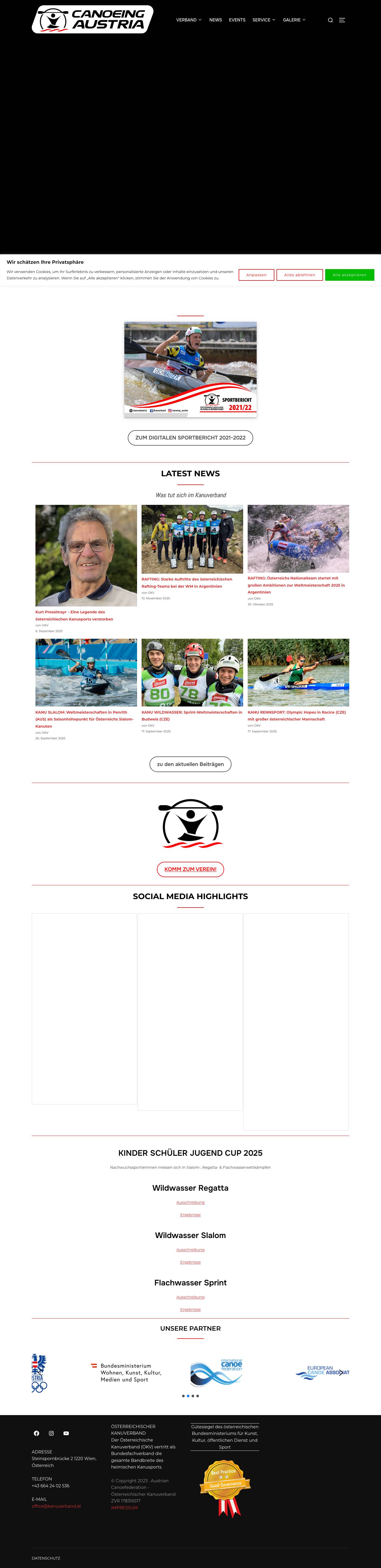 OKV Canoeing Austria - Canoeing Austria | OKV | Österreichischer Kanuverband - Full Screenshot