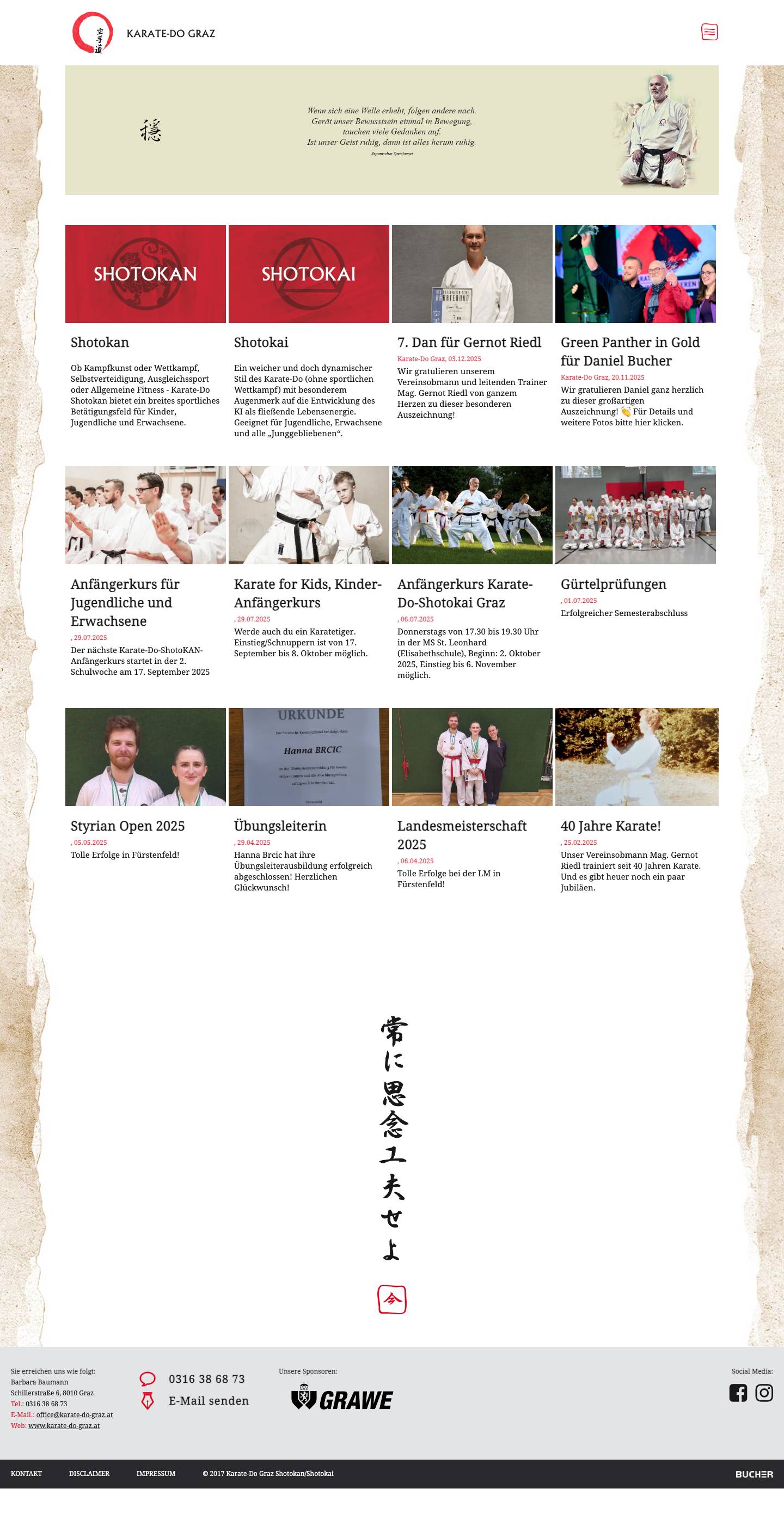 KARATE-DO GRAZ Shotokan und Shotokai / Graz, Steiermark, Kata, Kumite - Home - Full Screenshot