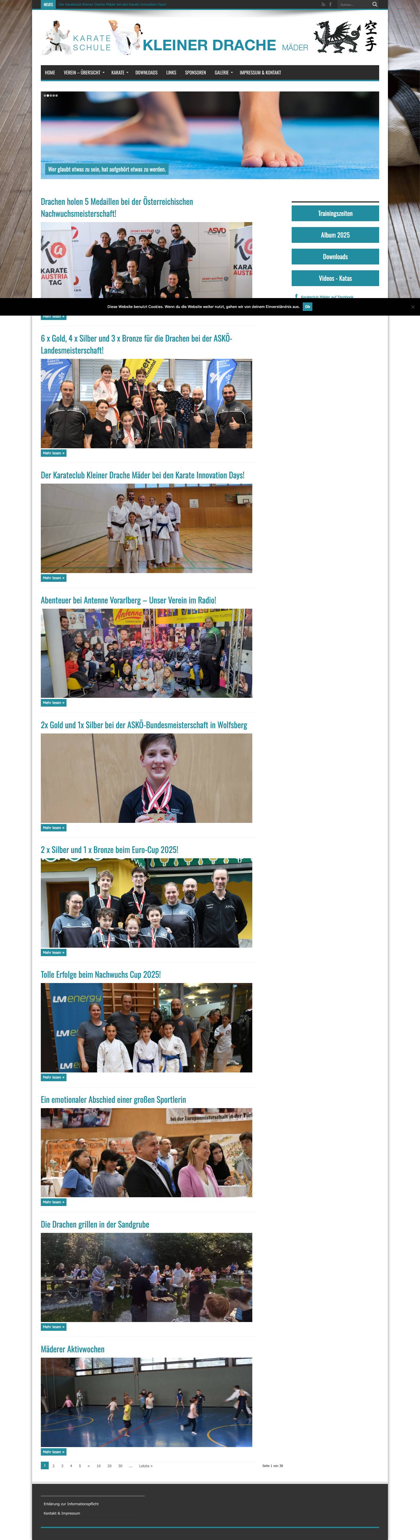Karateclub Kleiner Drache Mäder — Portal des Karatevereins Kleiner Drache Mäder in Vorarlberg - Full Screenshot