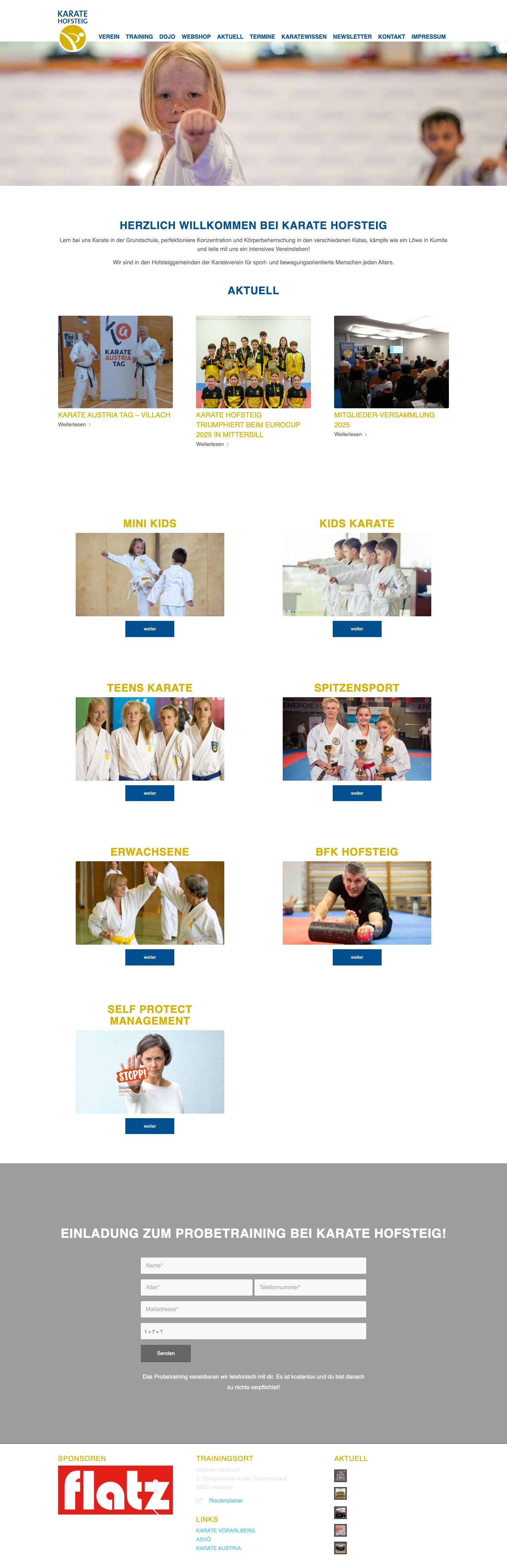 Home - Karate HofsteigNach oben scrollen - Full Screenshot