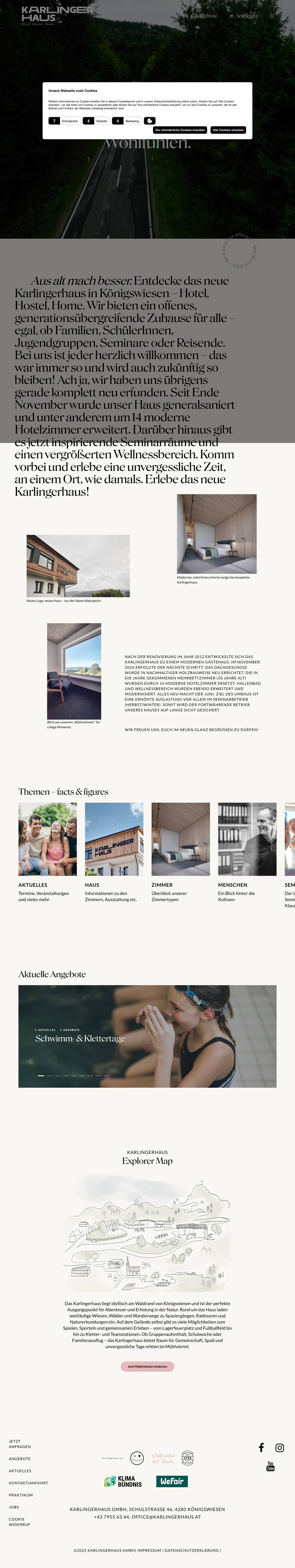 Karlingerhaus Königswiesen. Hotel. Hostel. Home. - Full Screenshot