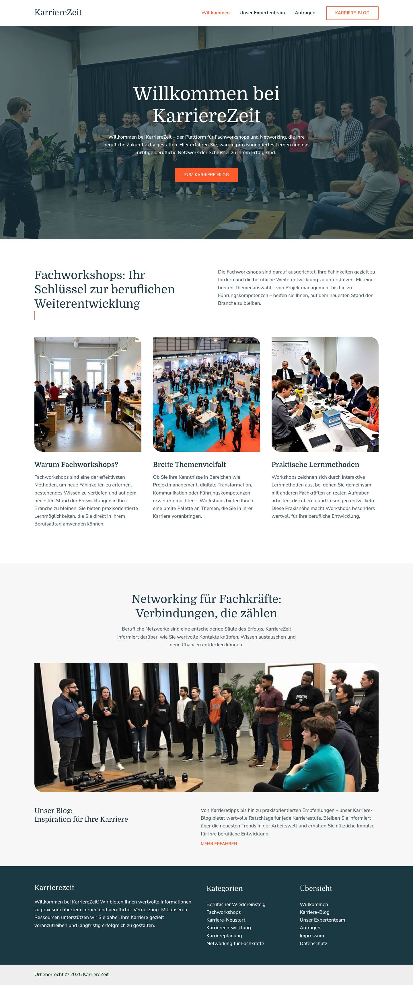 KarriereZeit ► Infos zu Fachworkshops, Networking & Weiterbildung - Full Screenshot