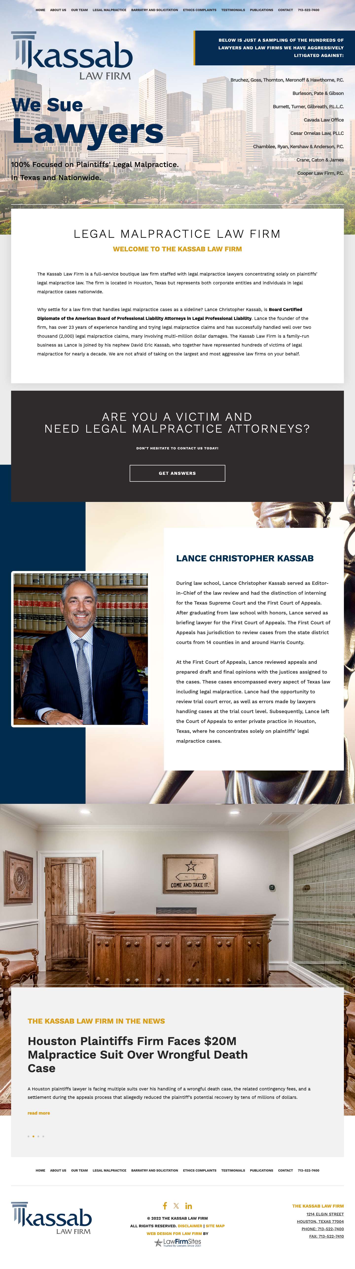 Legal Malpractice Lawyers Houston TX | The Kassab Law Firm - Full Screenshot
