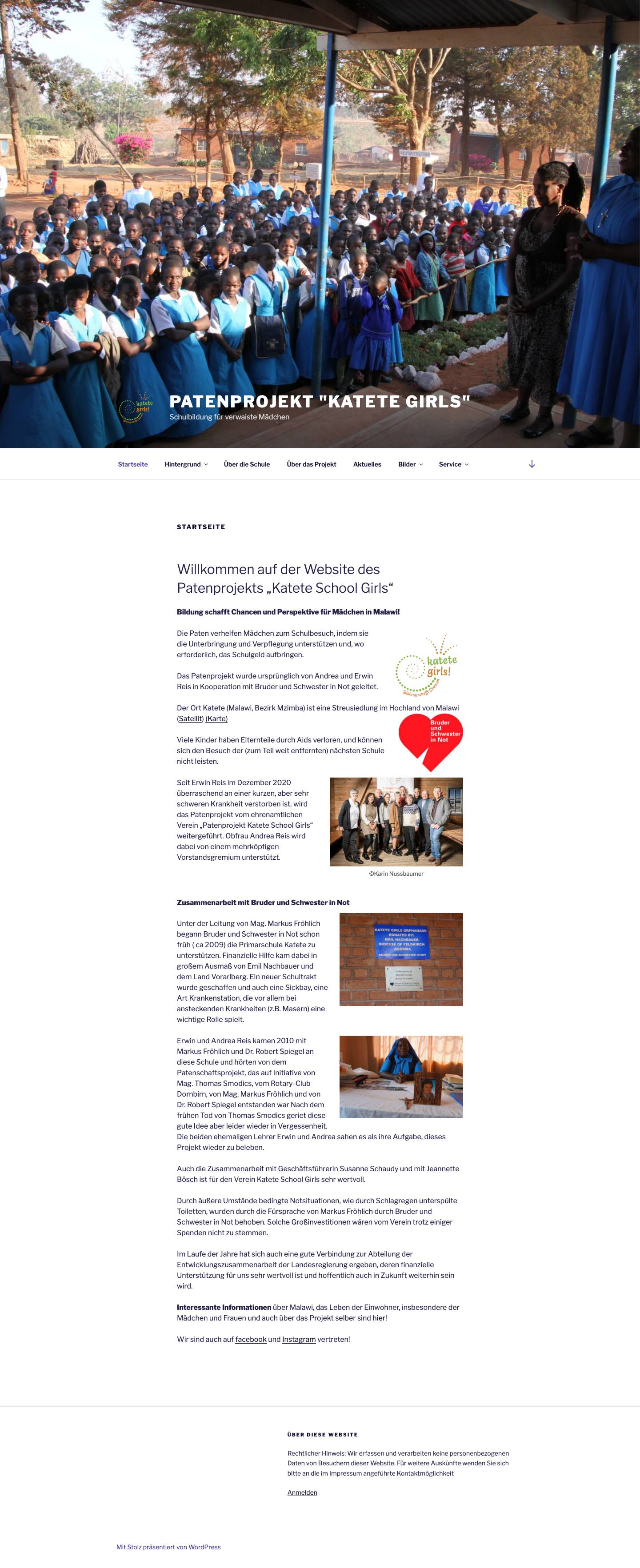 Patenprojekt "Katete Girls" – Schulbildung für verwaiste Mädchen - Full Screenshot