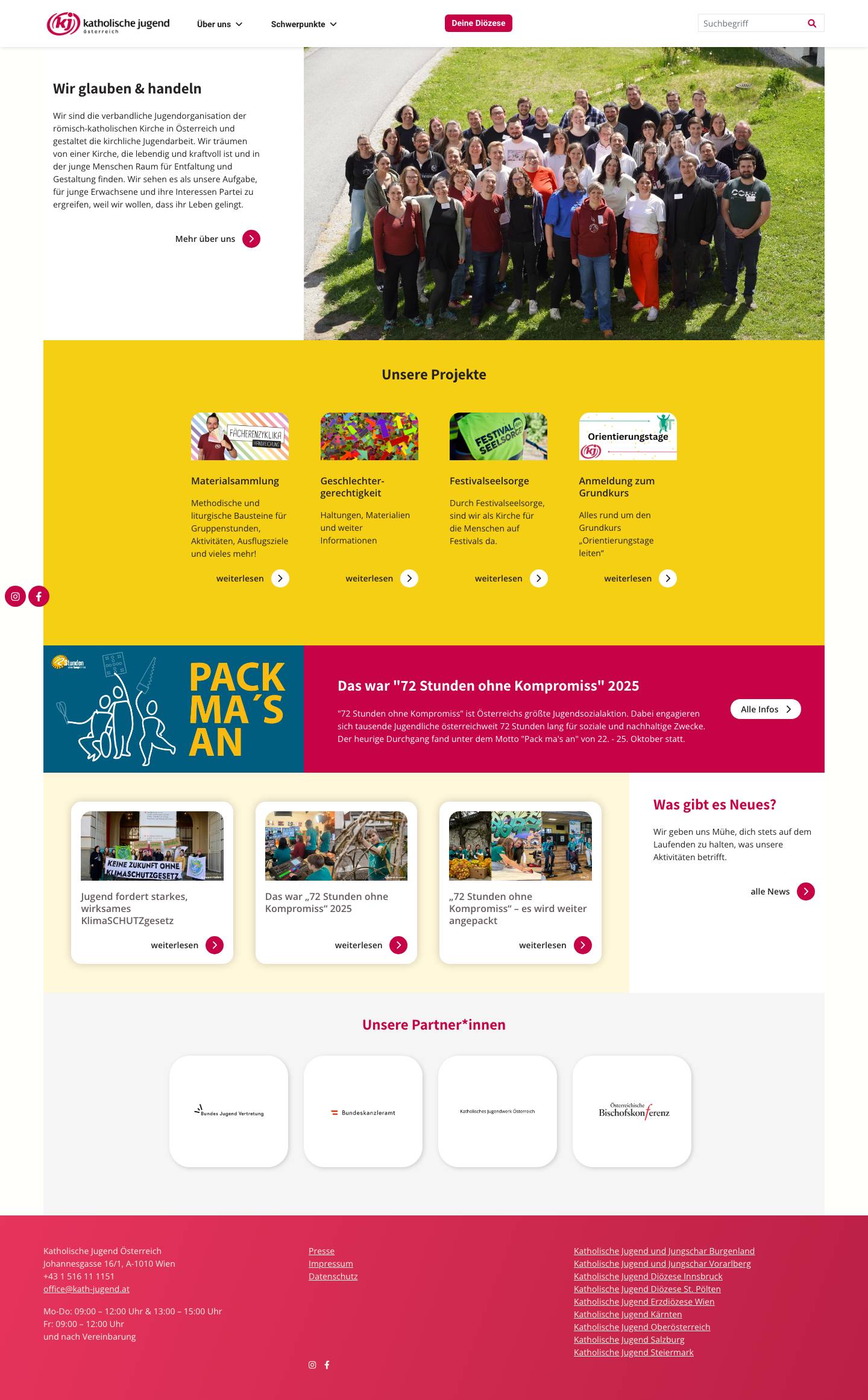 Startseite - Katholische Jugend Österreich - Full Screenshot