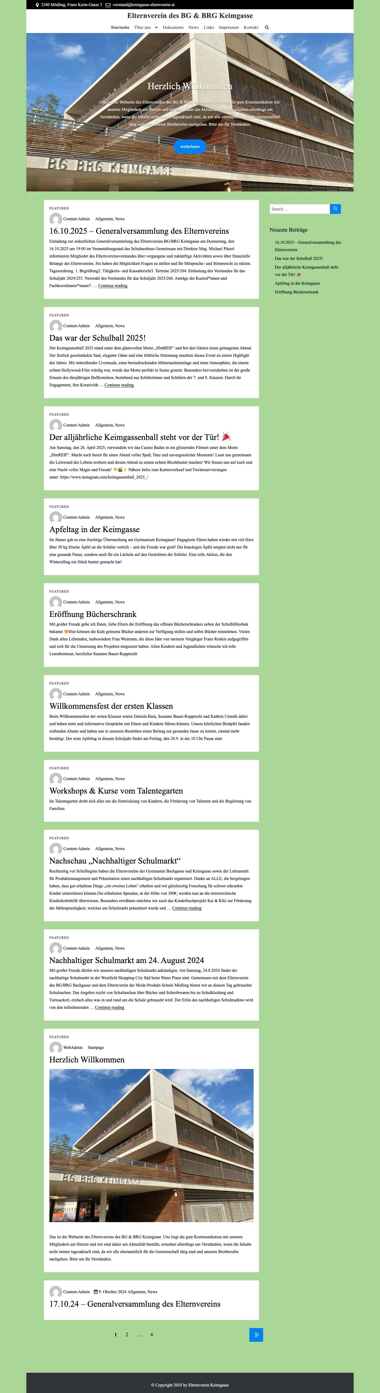 Elternverein des BG & BRG Keimgasse - Full Screenshot